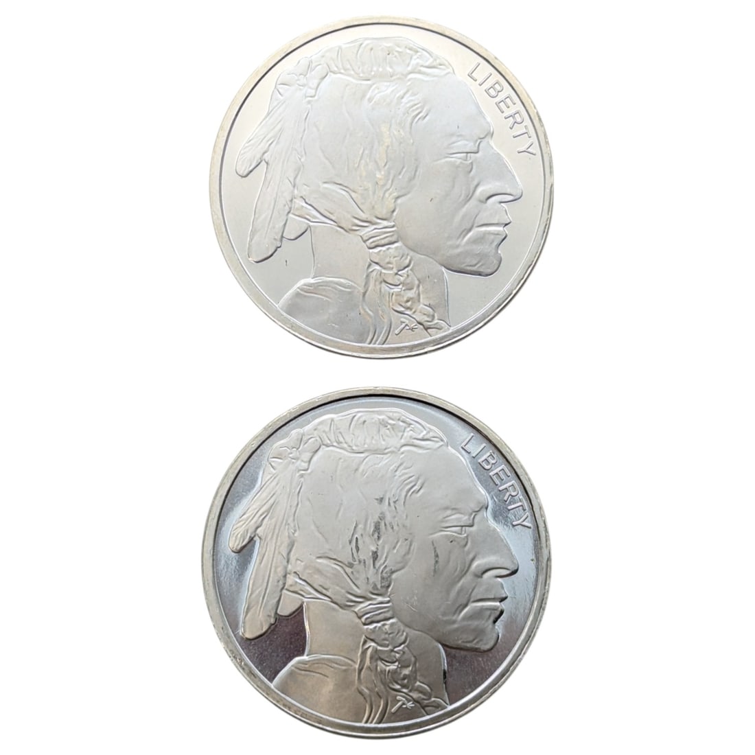 Lot of 2 - 1 Ounce (each) Fine .999 Silver Rounds - Buffalo (1 of 2)