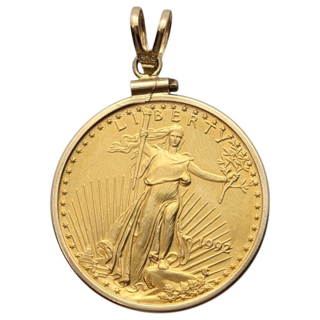 FEATURE 1992 Gold Eagle $25 Gold Coin in 14K Gold Pendant (1 of 4)