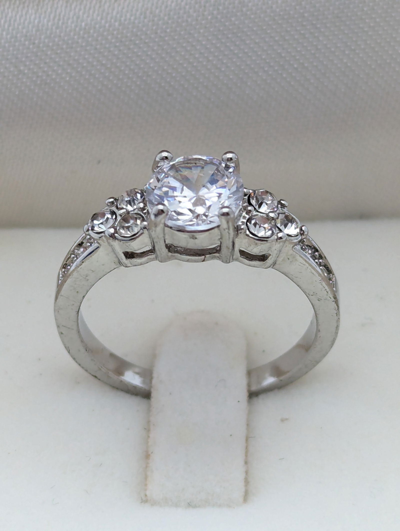 Silver Tone Costume Ring with possible CZ's (1 of 4)