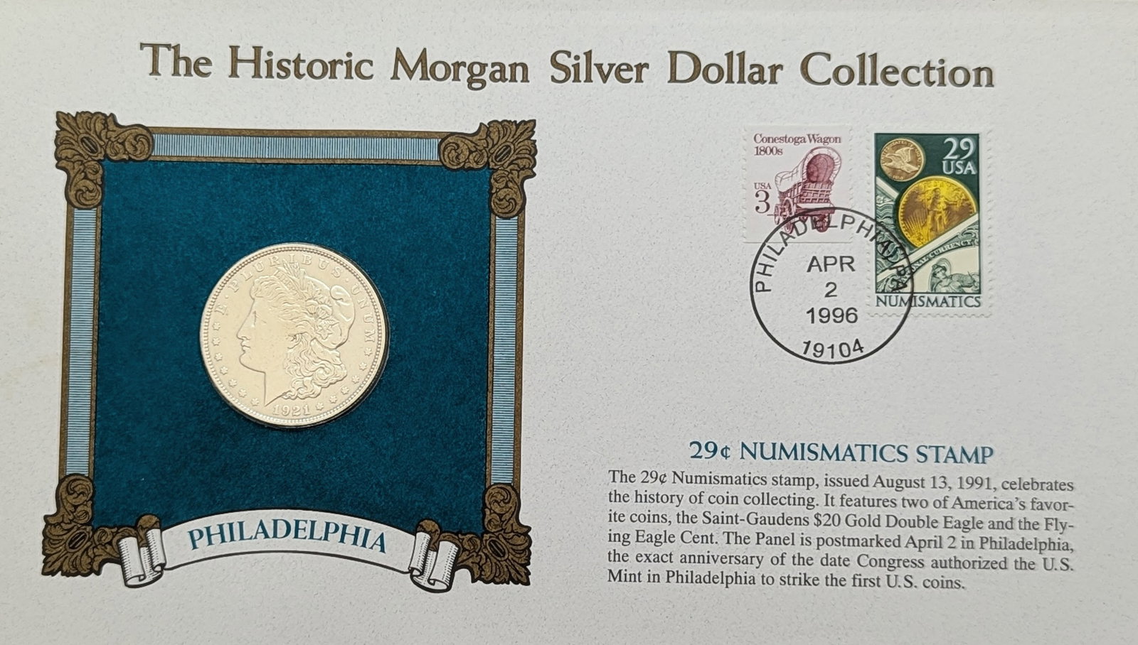 The Historic Morgan Silver Dollar with Stamp - 1921 Morgan Silver Dollar: Coin