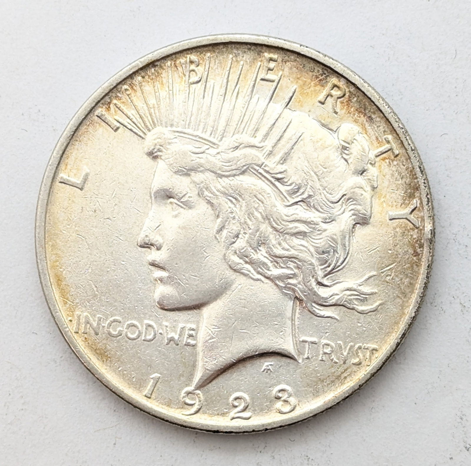 1923-D Silver Peace Dollar- Light Toning: Coin