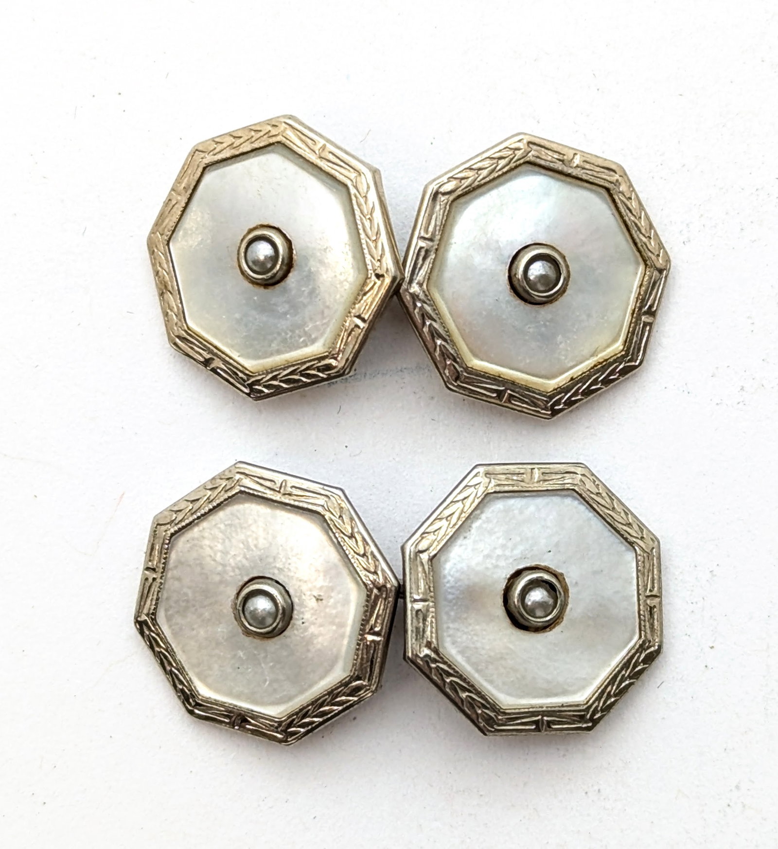 14K White Gold Vintage Belais Men's Cufflinks: Jewelry