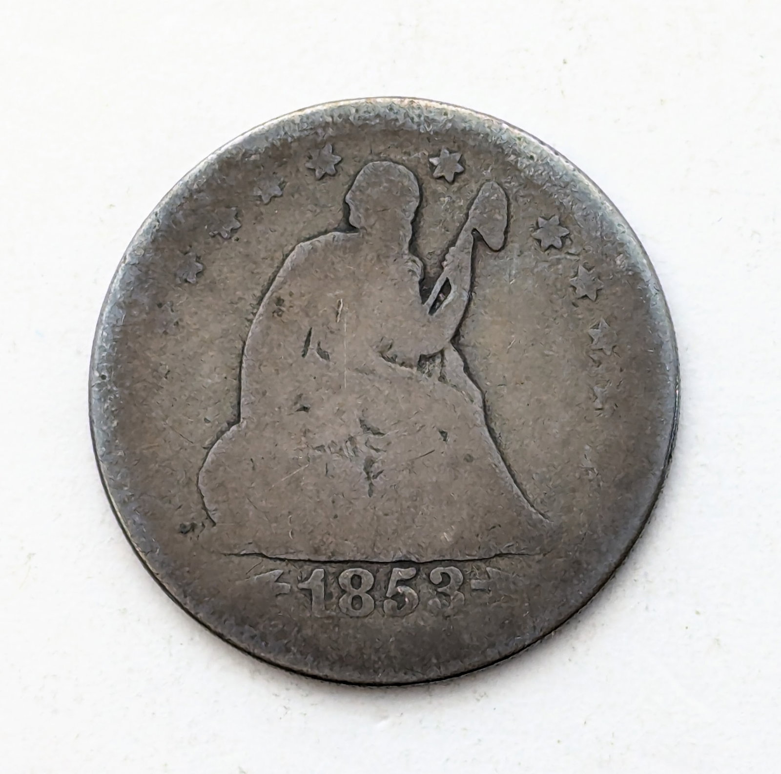 1853 Silver Liberty Seated Quarter: Silver