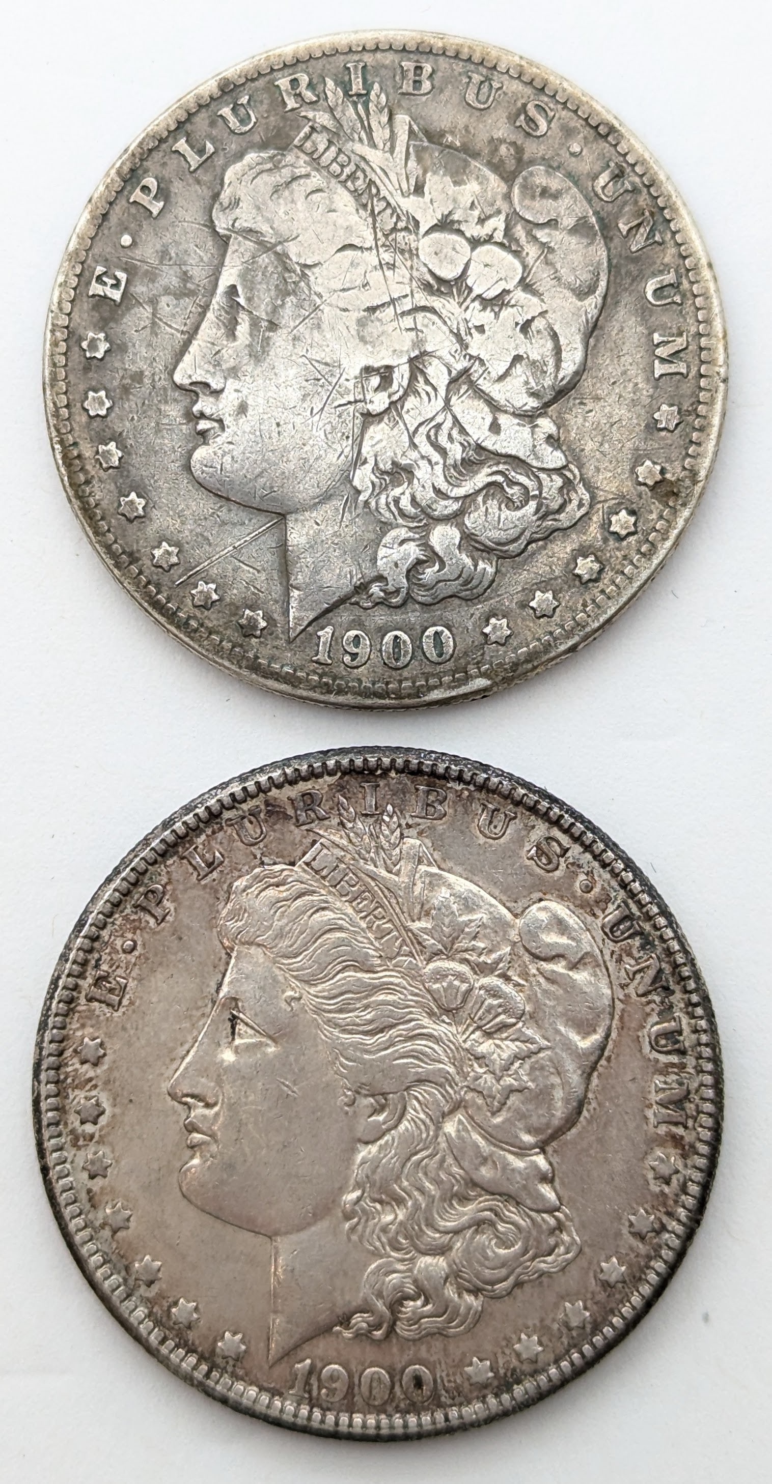 Lot of 2 Morgan Silver Dollar - 1900-O, 1900: Silver