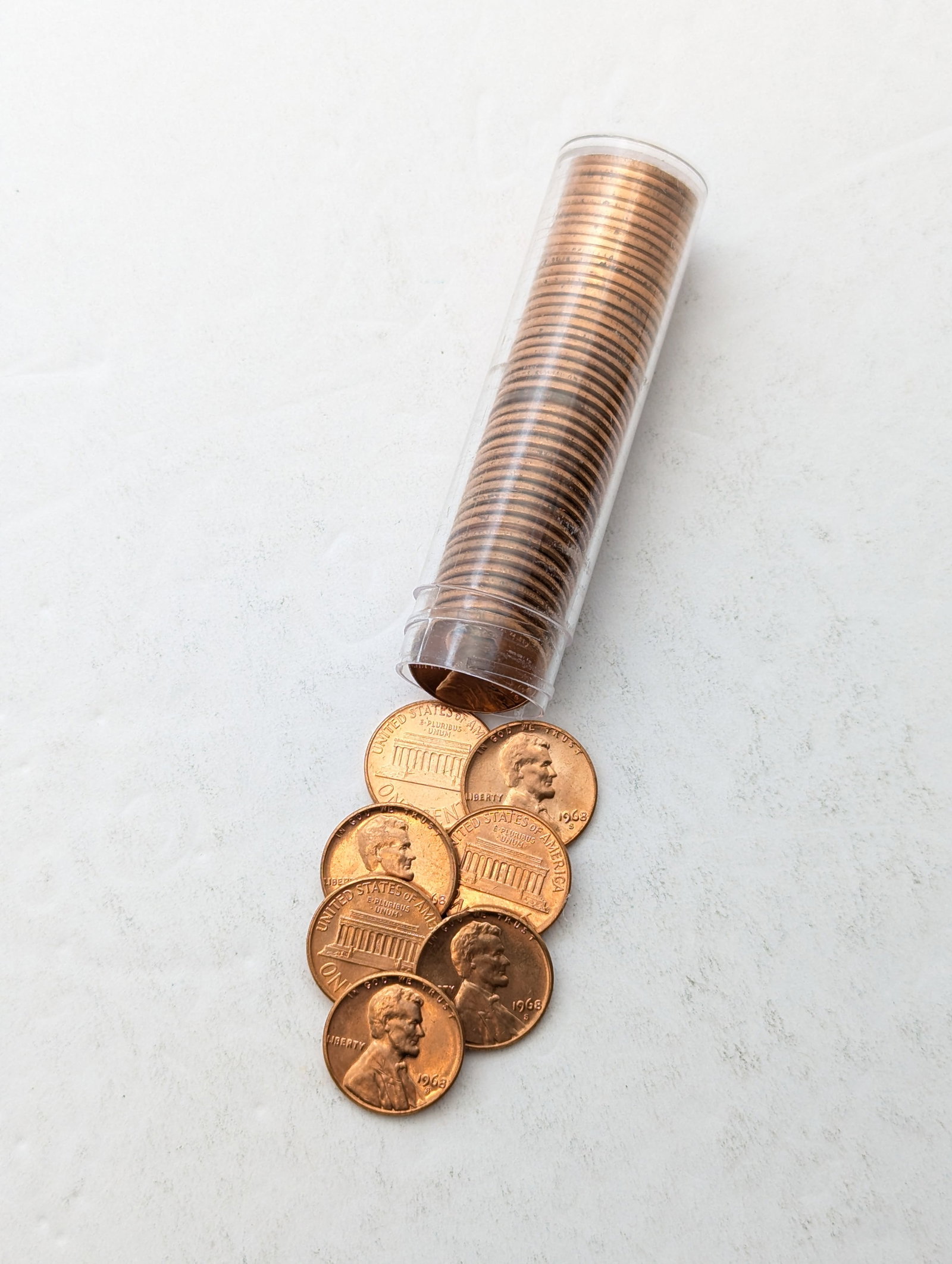 Tube of 50 - 1968-S Lincoln Cents - BU: Coin