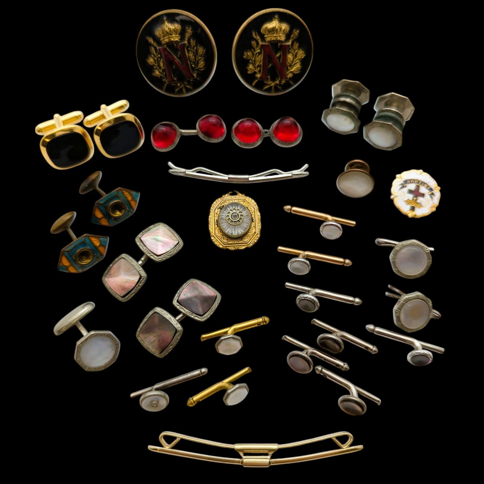 Large Lot of Men's Tie Clips, Cufflinks, etc. (1 of 9)