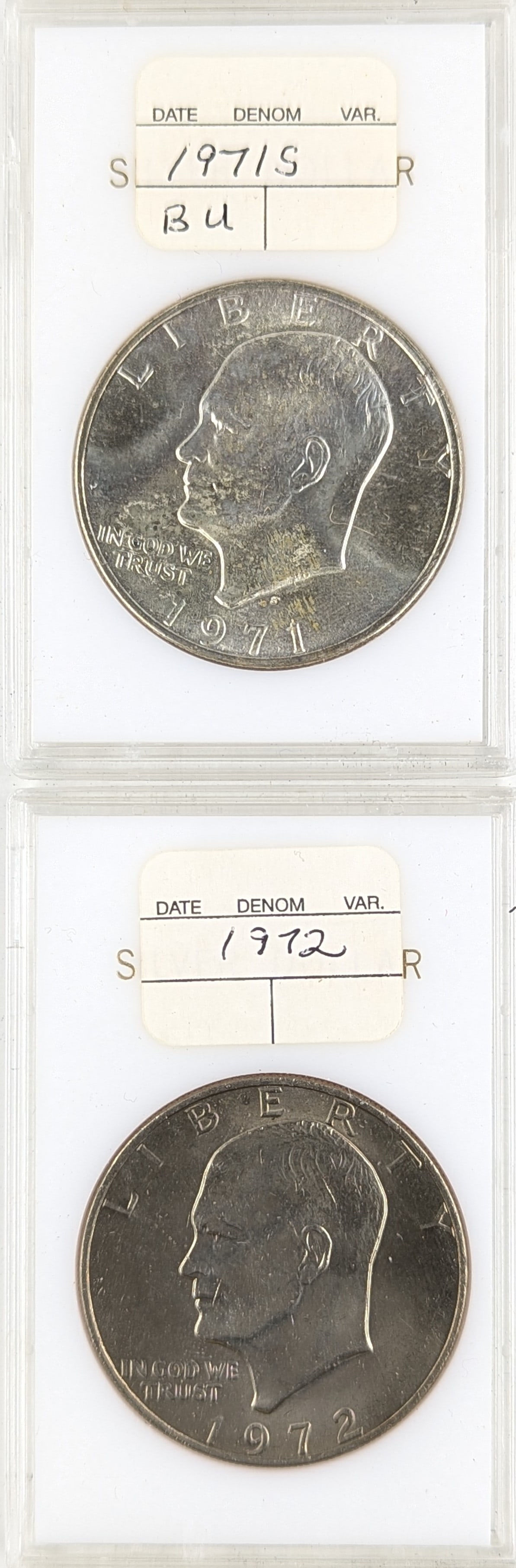 Lot of 2 Eisenhower " Ike" Dollars - 1971-S BU, 1972 (1 of 2)