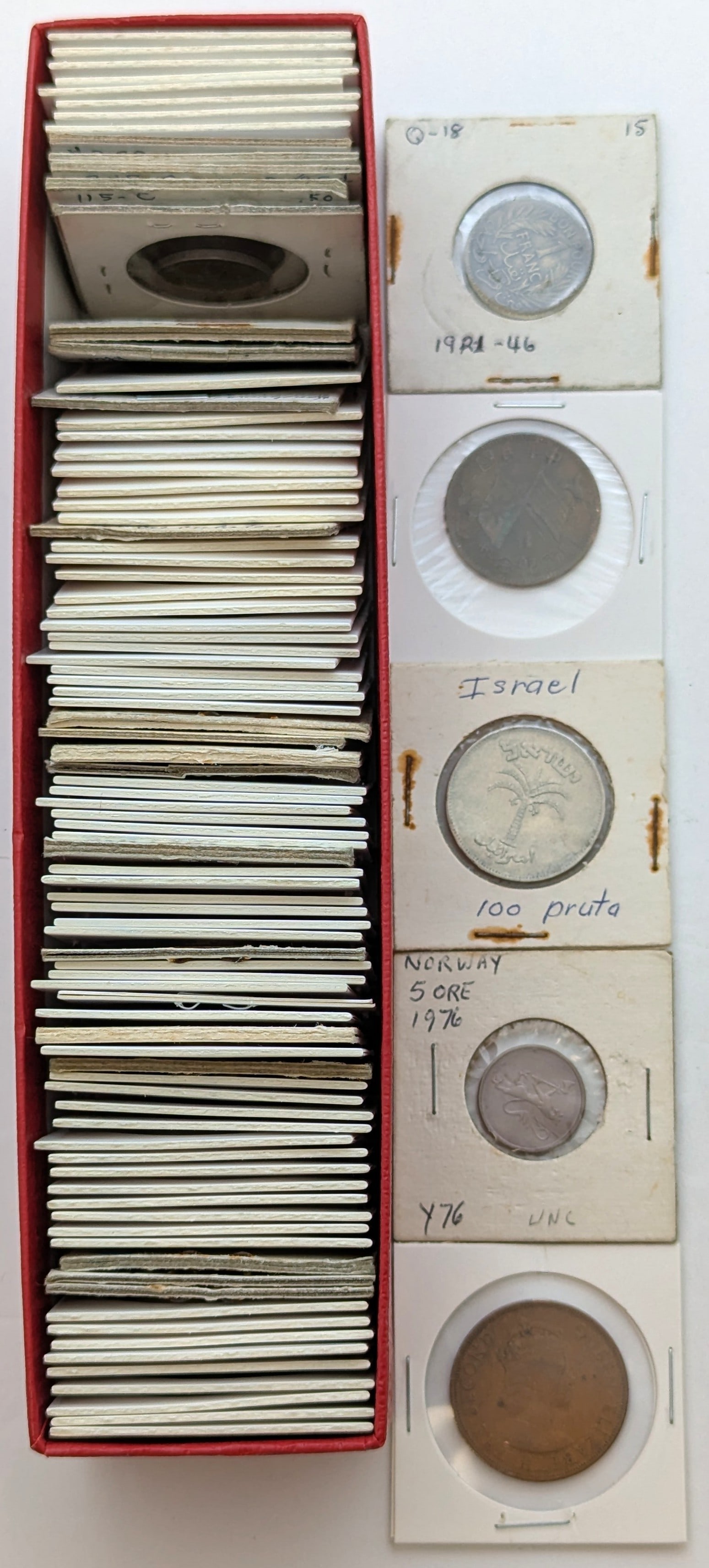 Lot of 93 Foreign Coin in Flips w/ Case - Israel, Norway, etc.: Coin