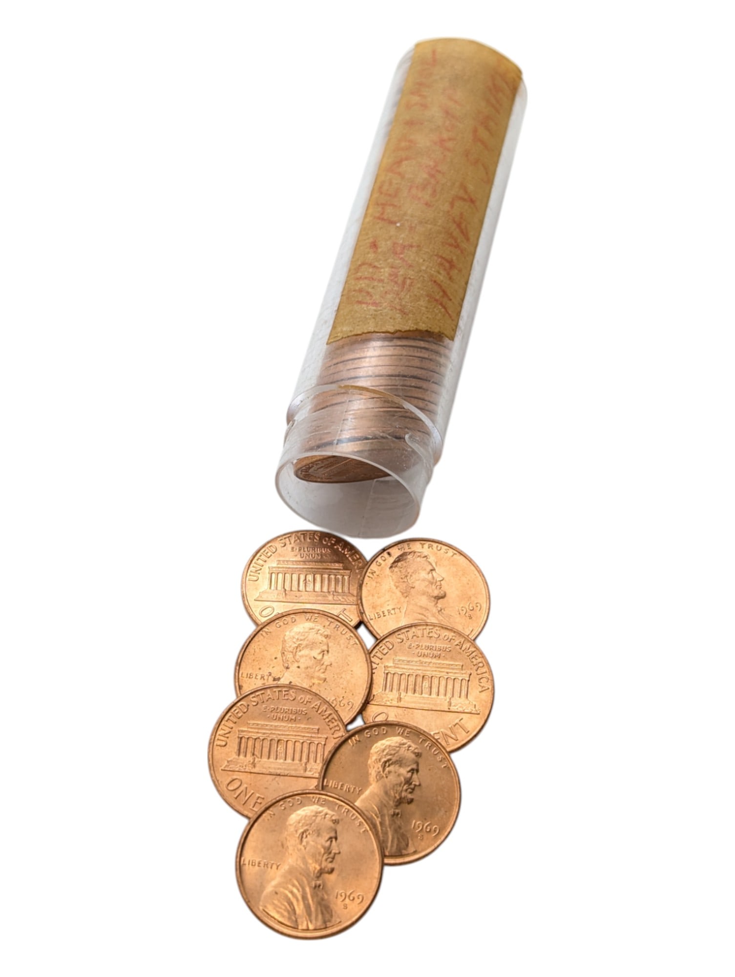 Tube of 50 - 1969-S Lincoln Pennies BU: Coin