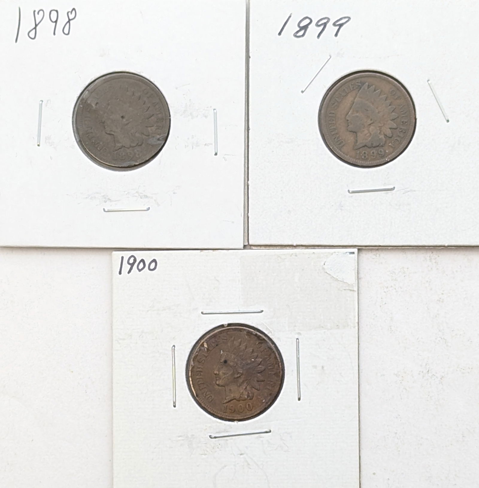 Lot of 3 Indian Head Cents - 1898-1900 (1 of 2)
