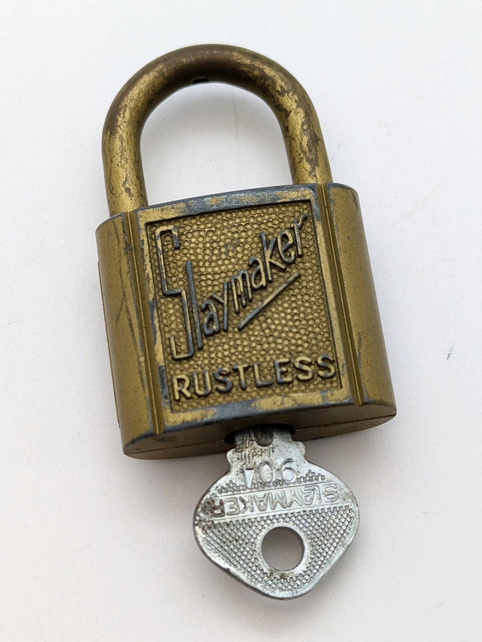 Vintage Slaymaker Rustless Padlock with Key - Works great: _
