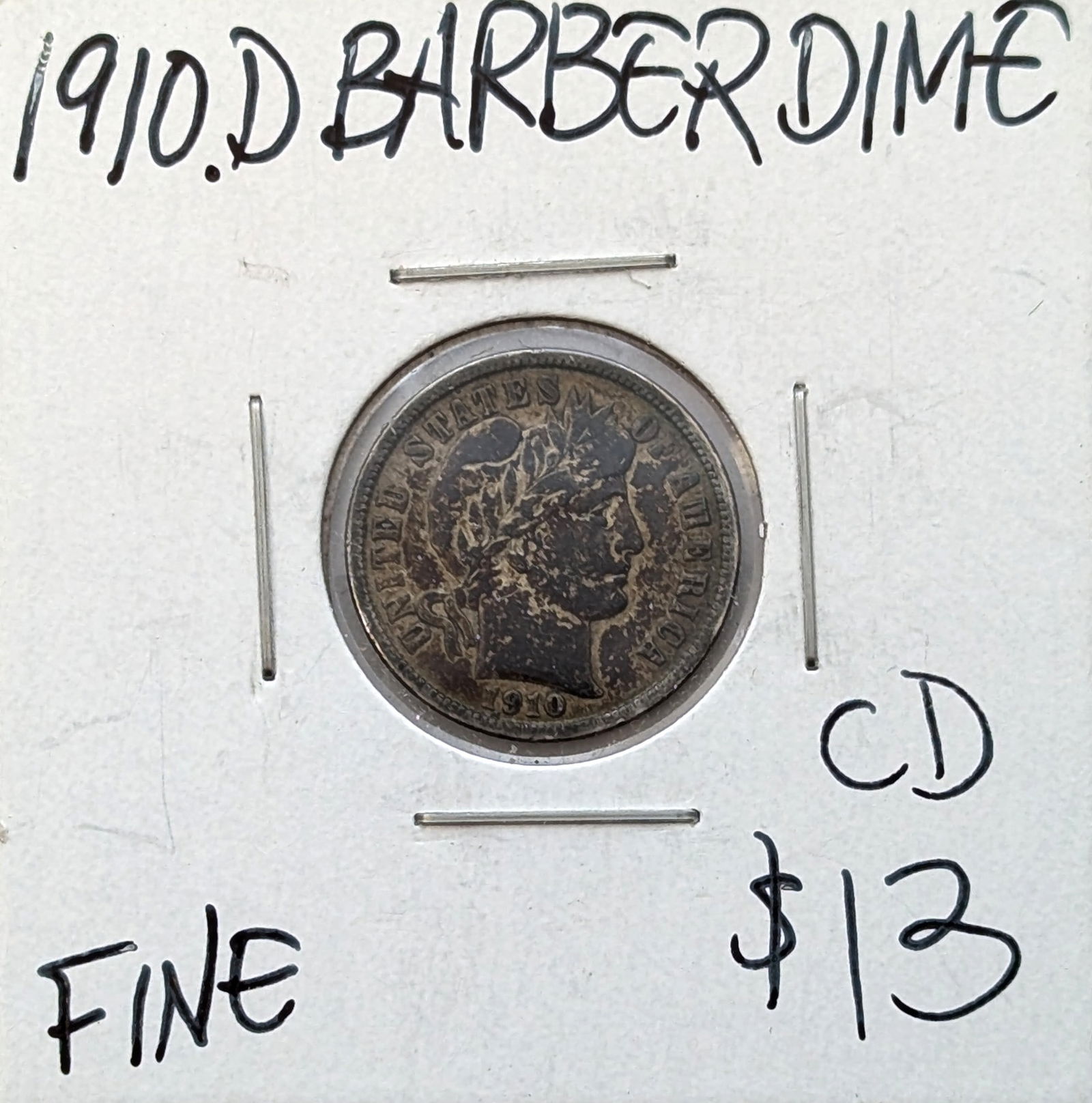 1910-D Silver Barber Dime (1 of 2)