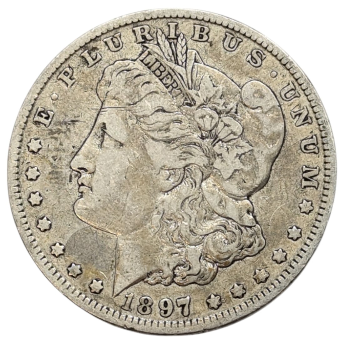 1897-O Morgan Silver Dollar: Silver