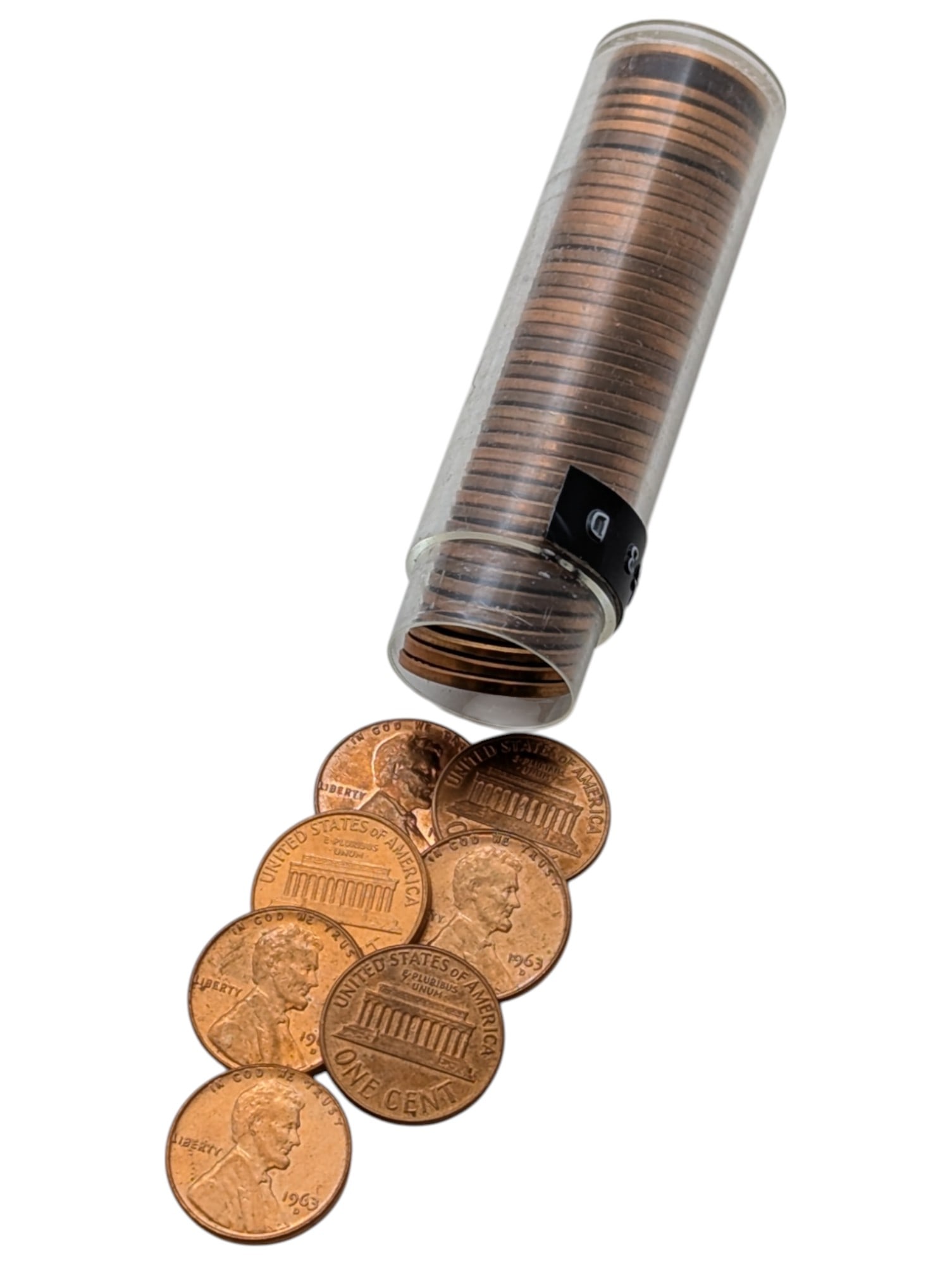 Roll of 50 - 1963-D Lincoln Cents -Uncirculated: Coin