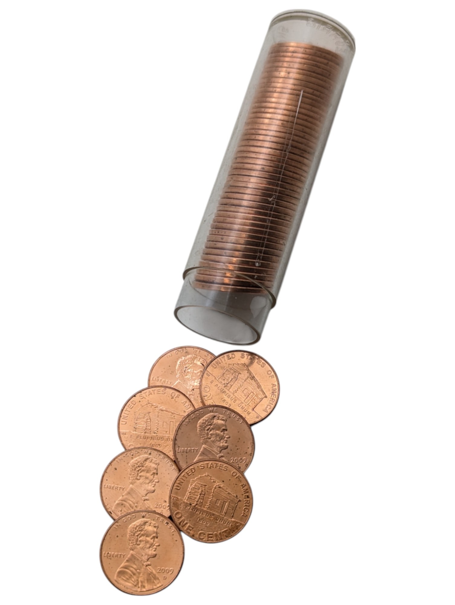 Tube of 50 - 2009-D Lincoln Log Cabin Cents - Uncirculated: Coin