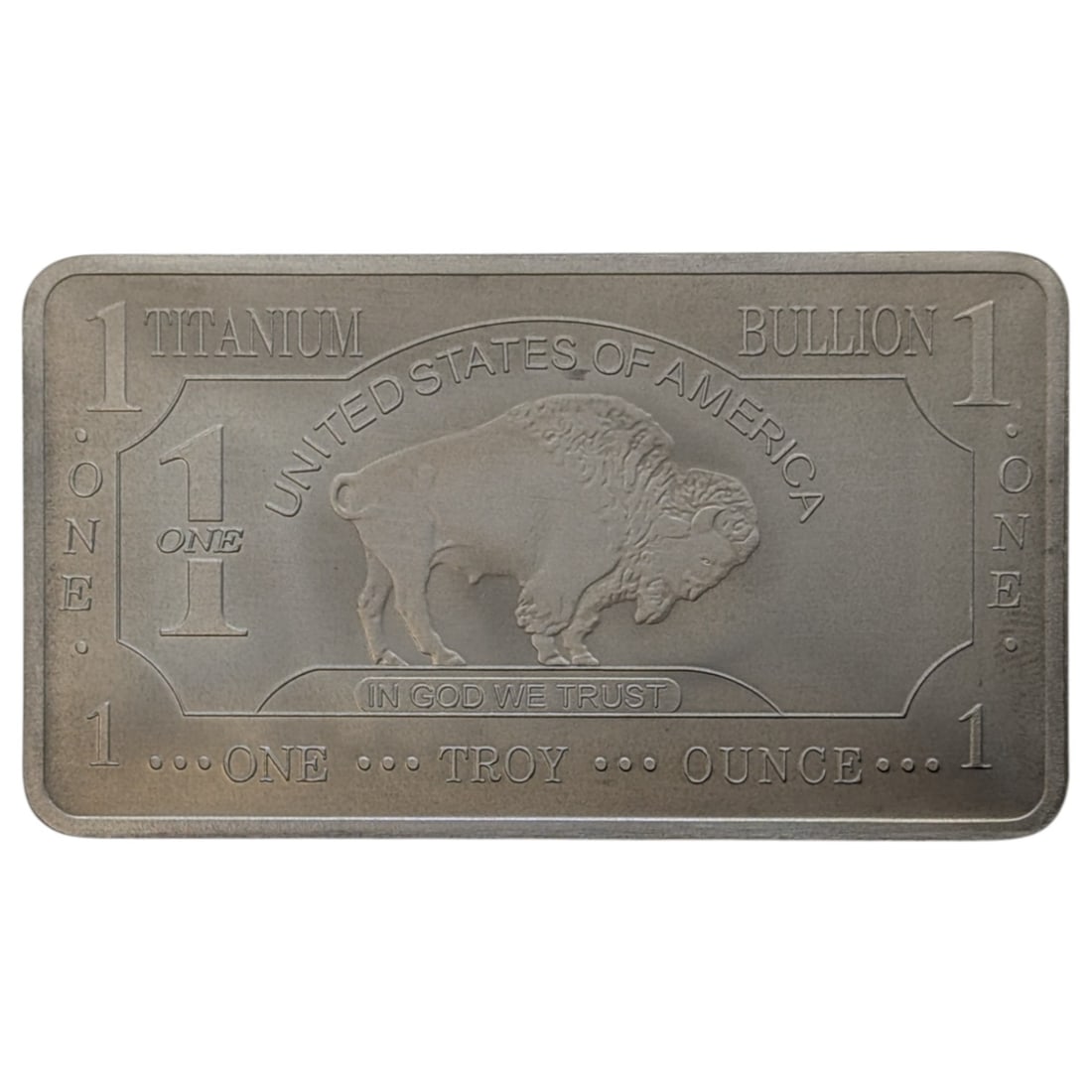1 Ounce Fine .999 Titanium Bar - Buffalo: Copper