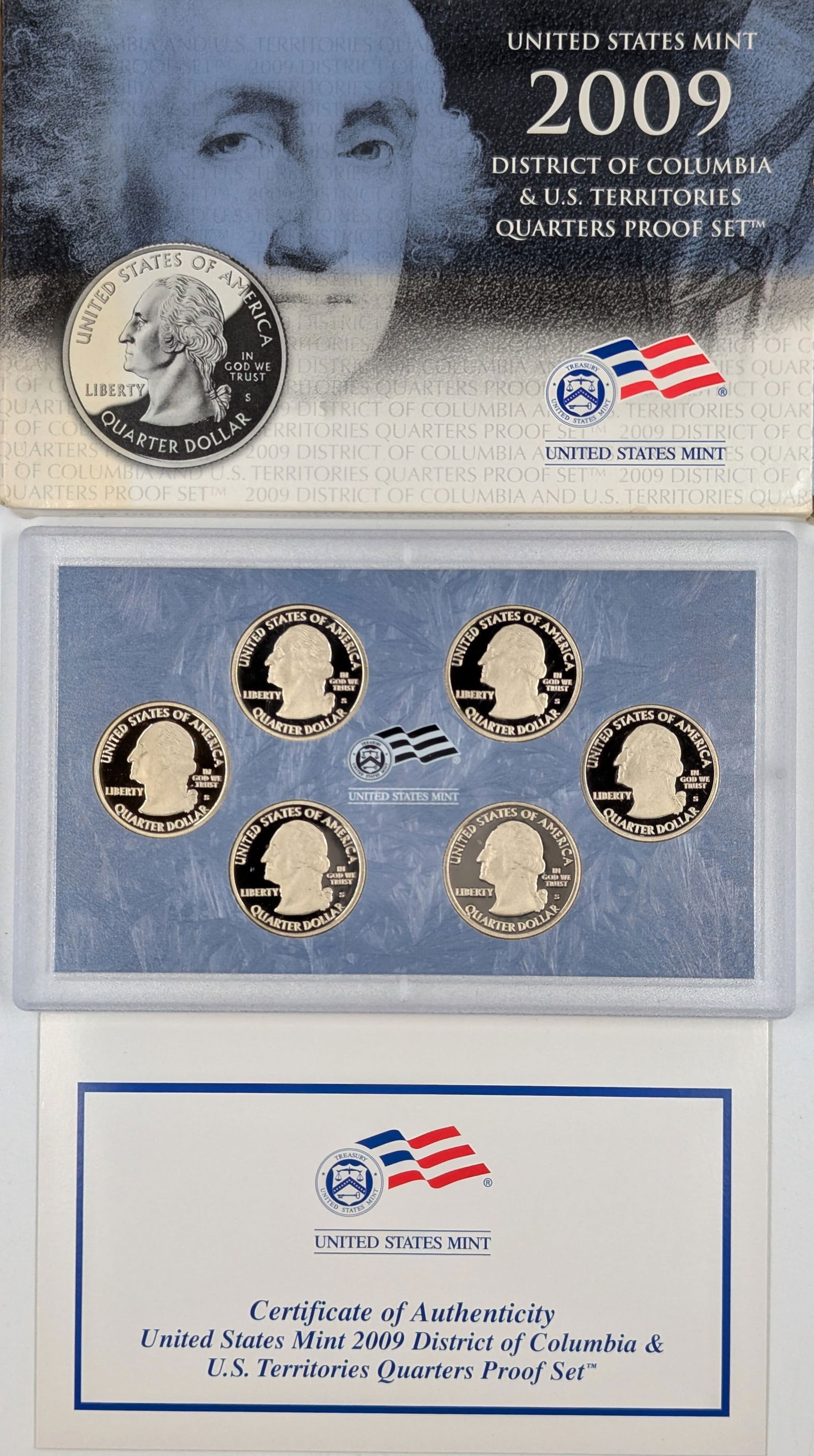 2009 US Mint DC & US Territories Quarters Proof Set w/ COA (1 of 2)