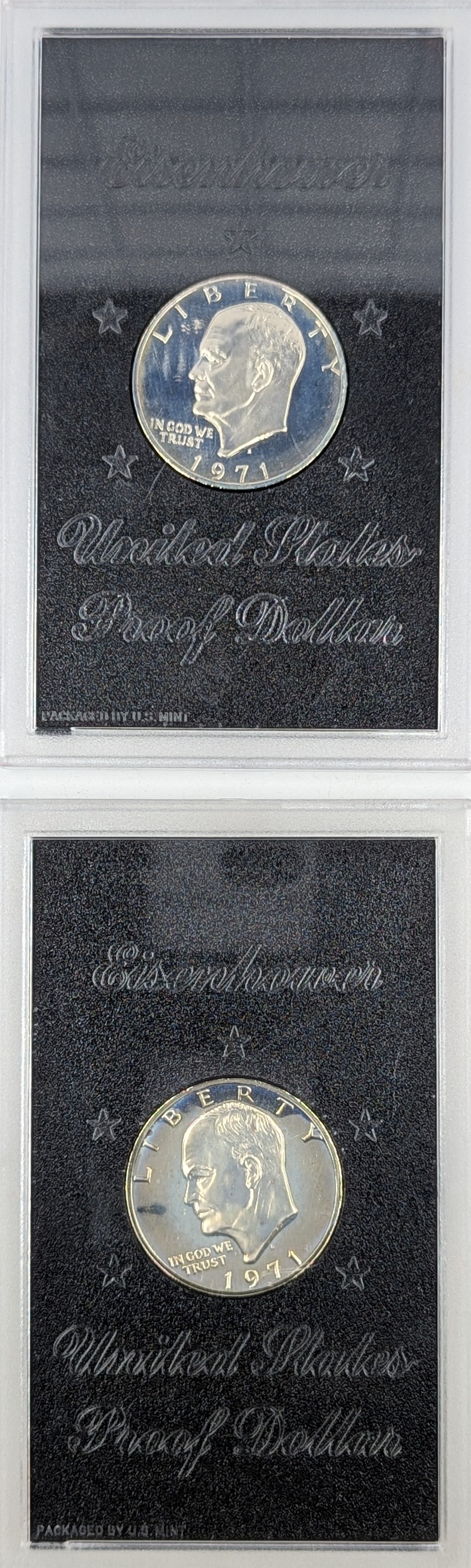 Lot of 2 Silver Eisenhower " Ike" Proof Dollars - Both 1971 (1 of 2)