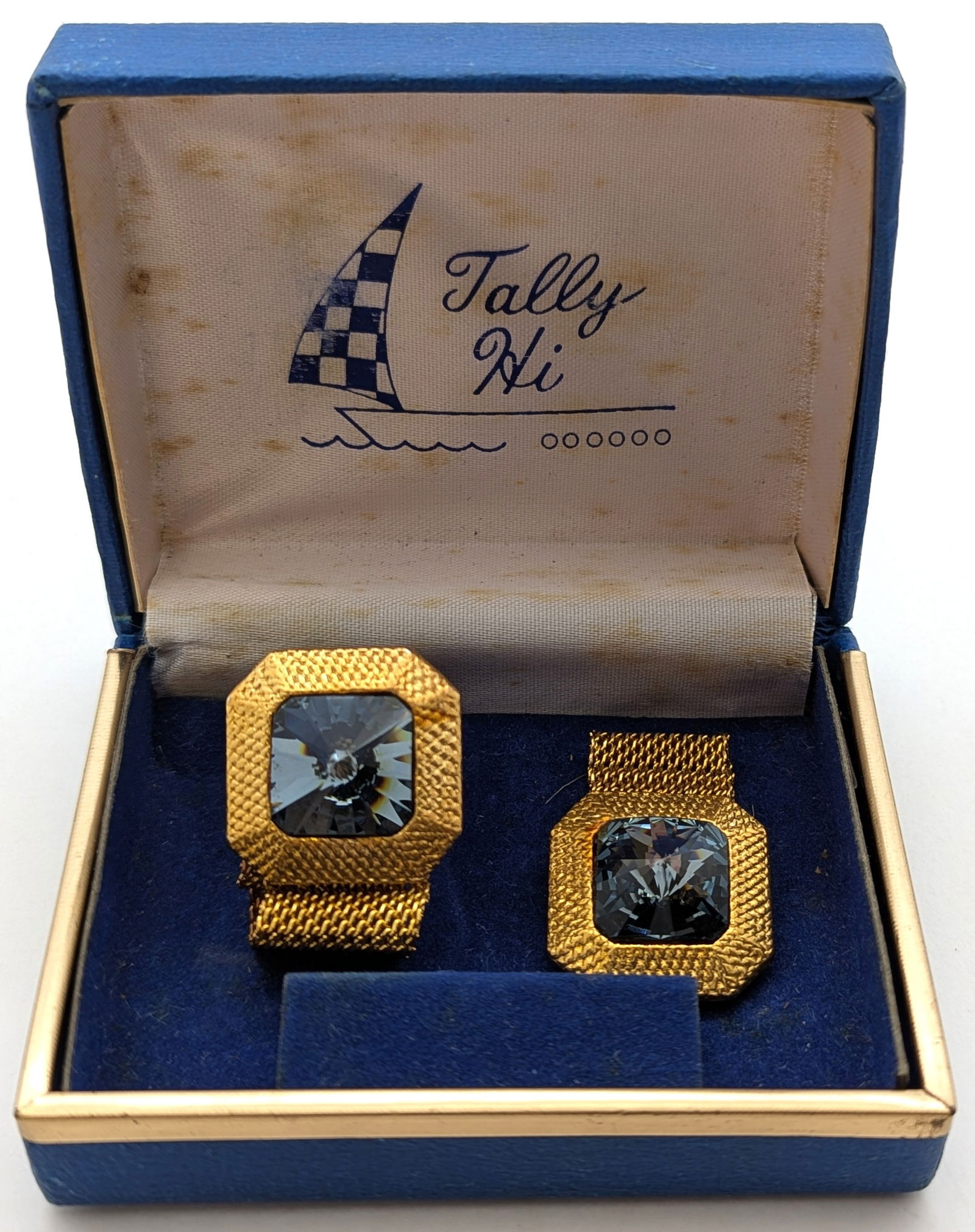 Vintage Tally Hi Gold tone Mesh Men's Cufflinks w/ Original Box (1 of 5)