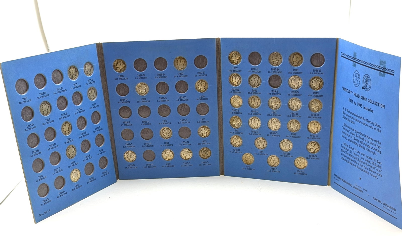 Silver Mercury Dime Book 1916-1945 w/ 41 Dimes!: Coin