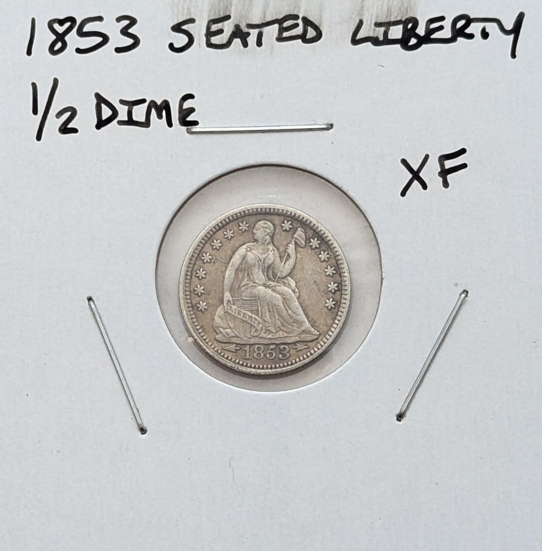 1853 Silver Seated Liberty Half Dime - XF (1 of 2)