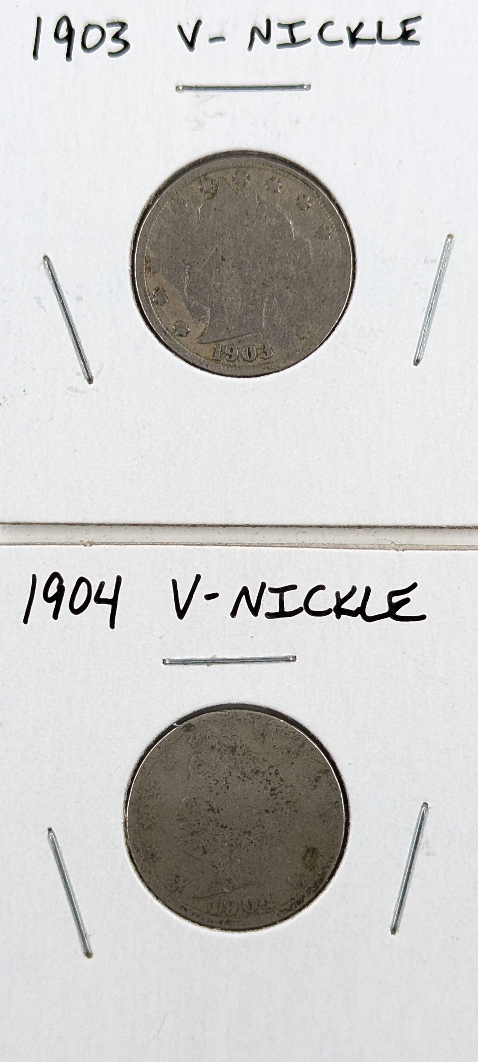Lot of 2 Liberty V Nickels - 1903, 1904 (1 of 2)