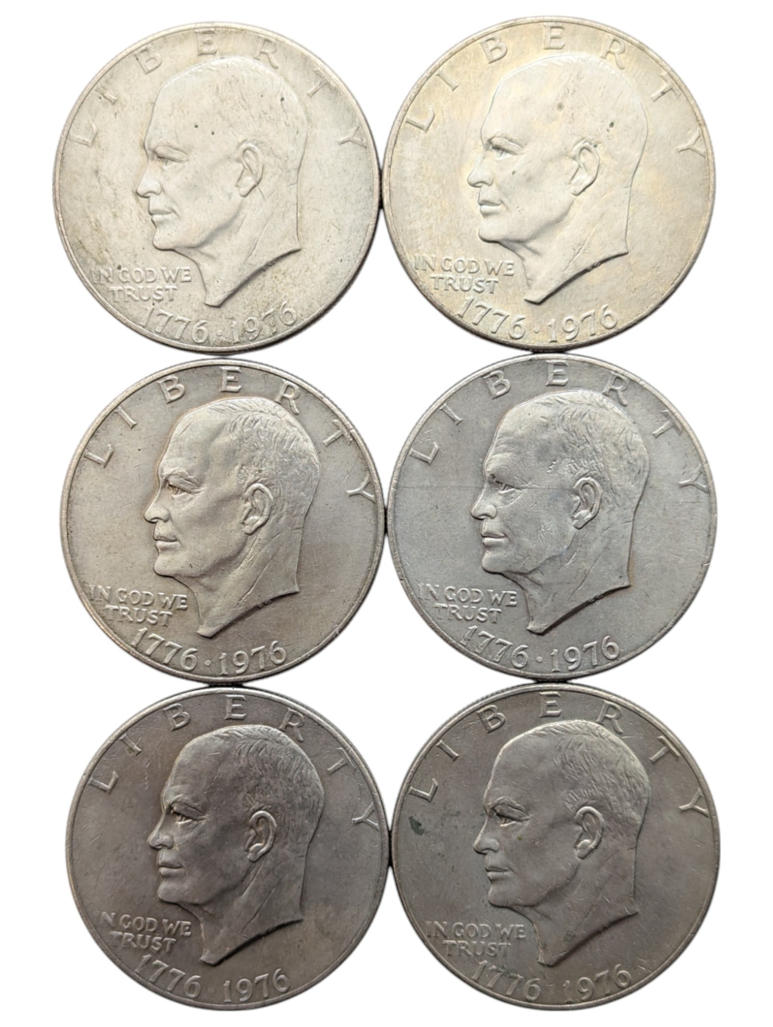 Lot of 6 Eisenhower "Ike" Dollars - All 1976 (1 of 2)