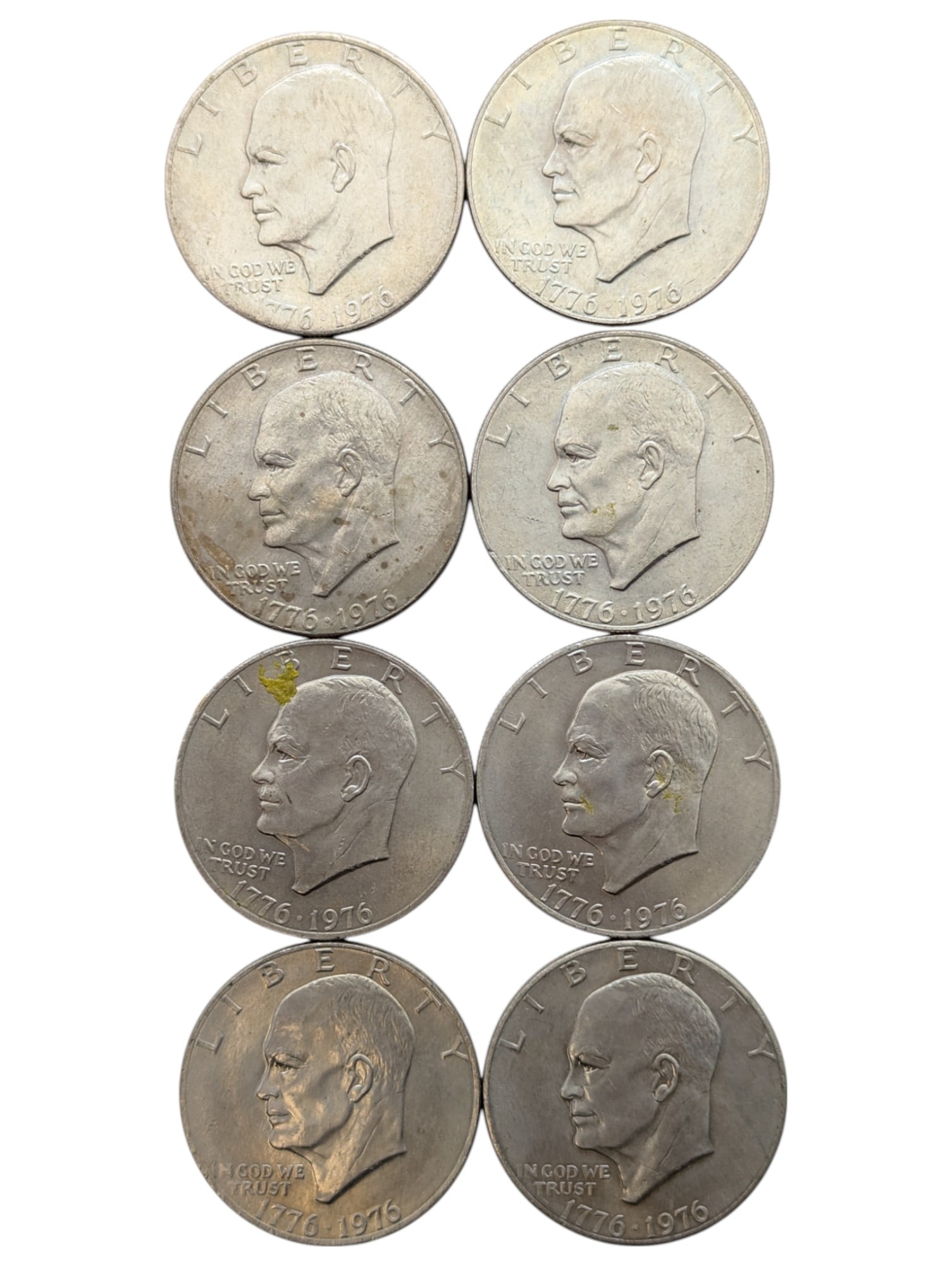 Lot of 8 Eisenhower "Ike" Dollars - All 1976: Coin