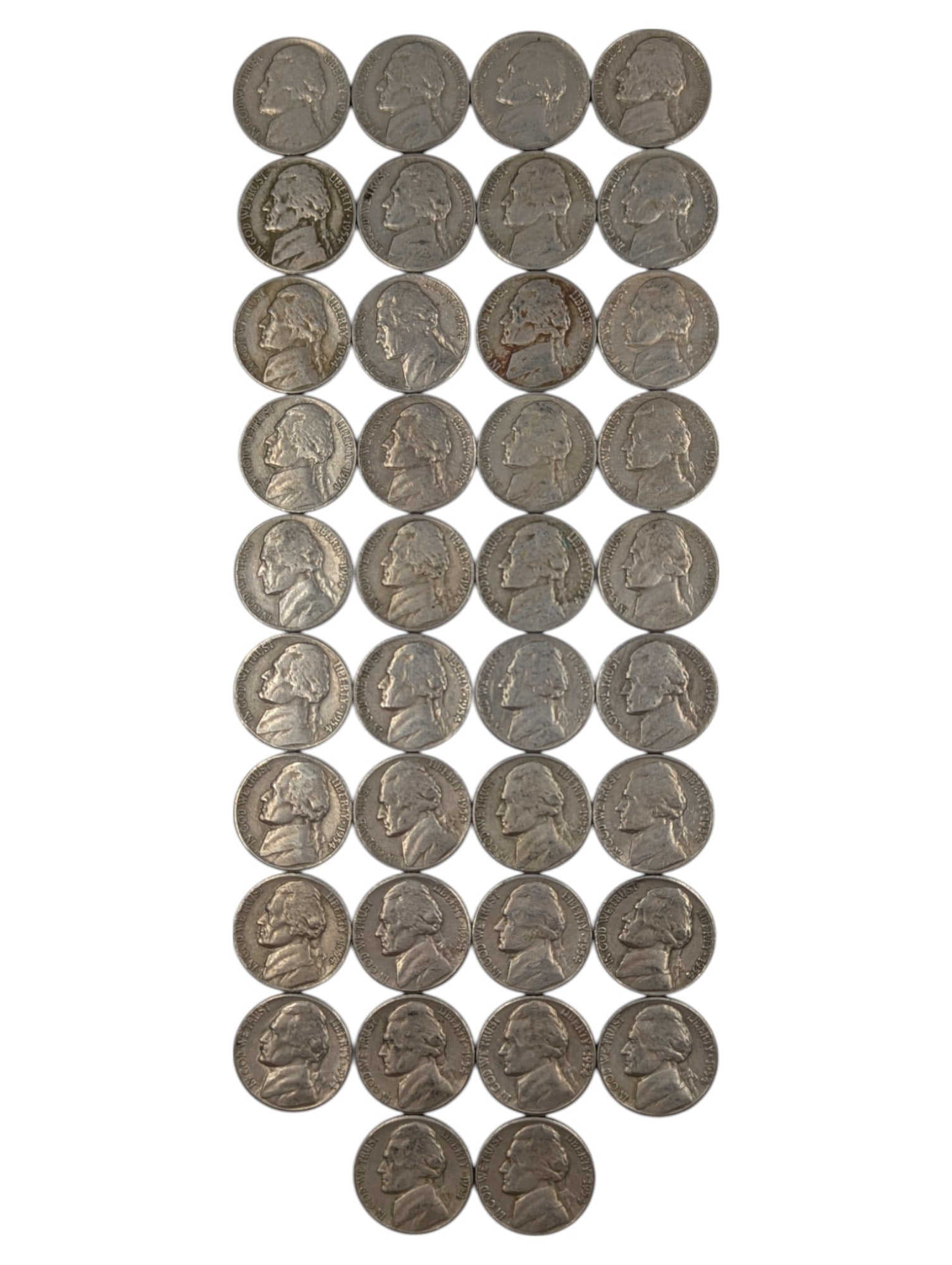 Lot of 38 Jefferson Nickels - 1941-1954: Coin