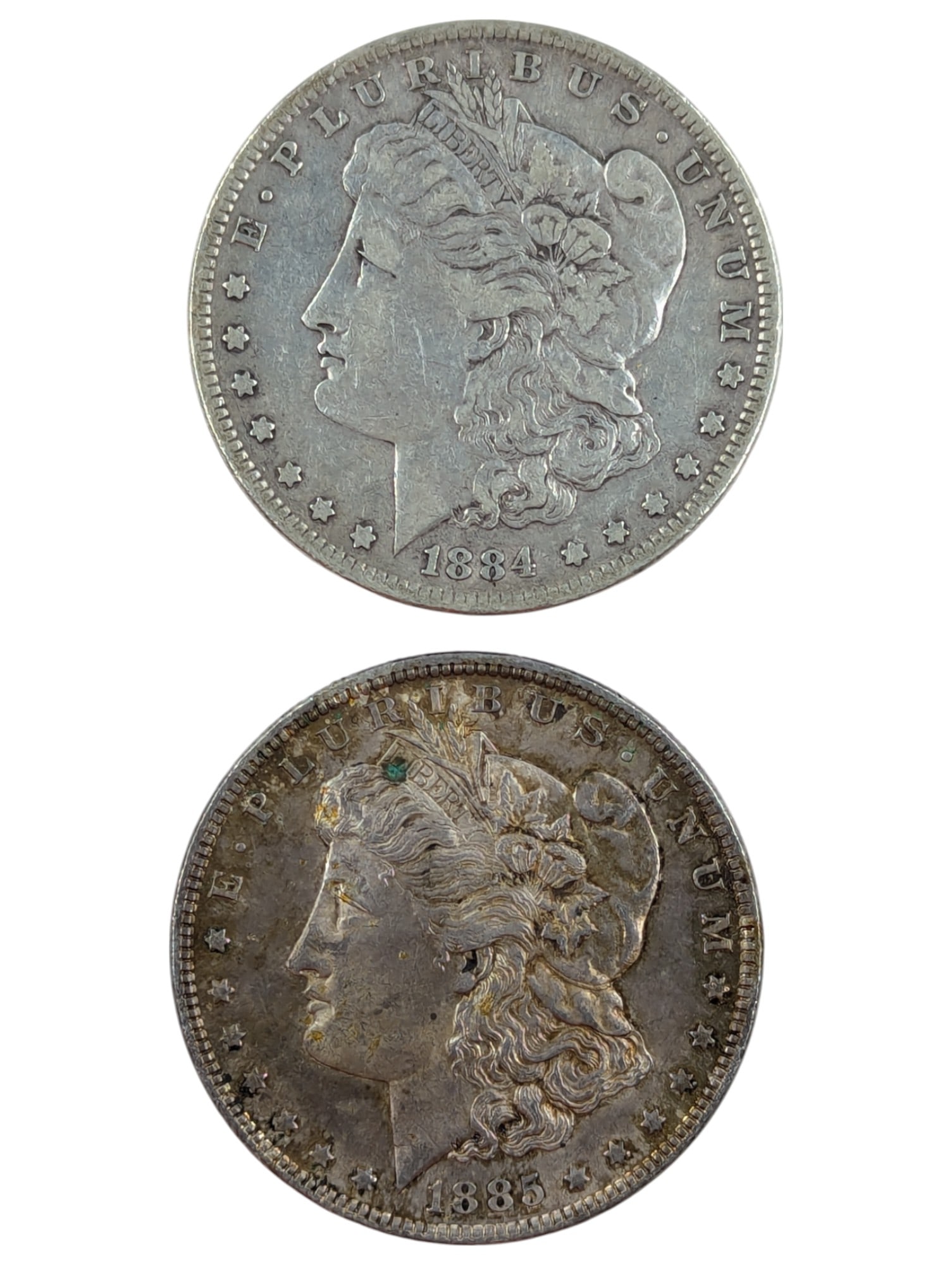 Lot of 2 Morgan Silver Dollars - 1884, 1885 (1 of 2)