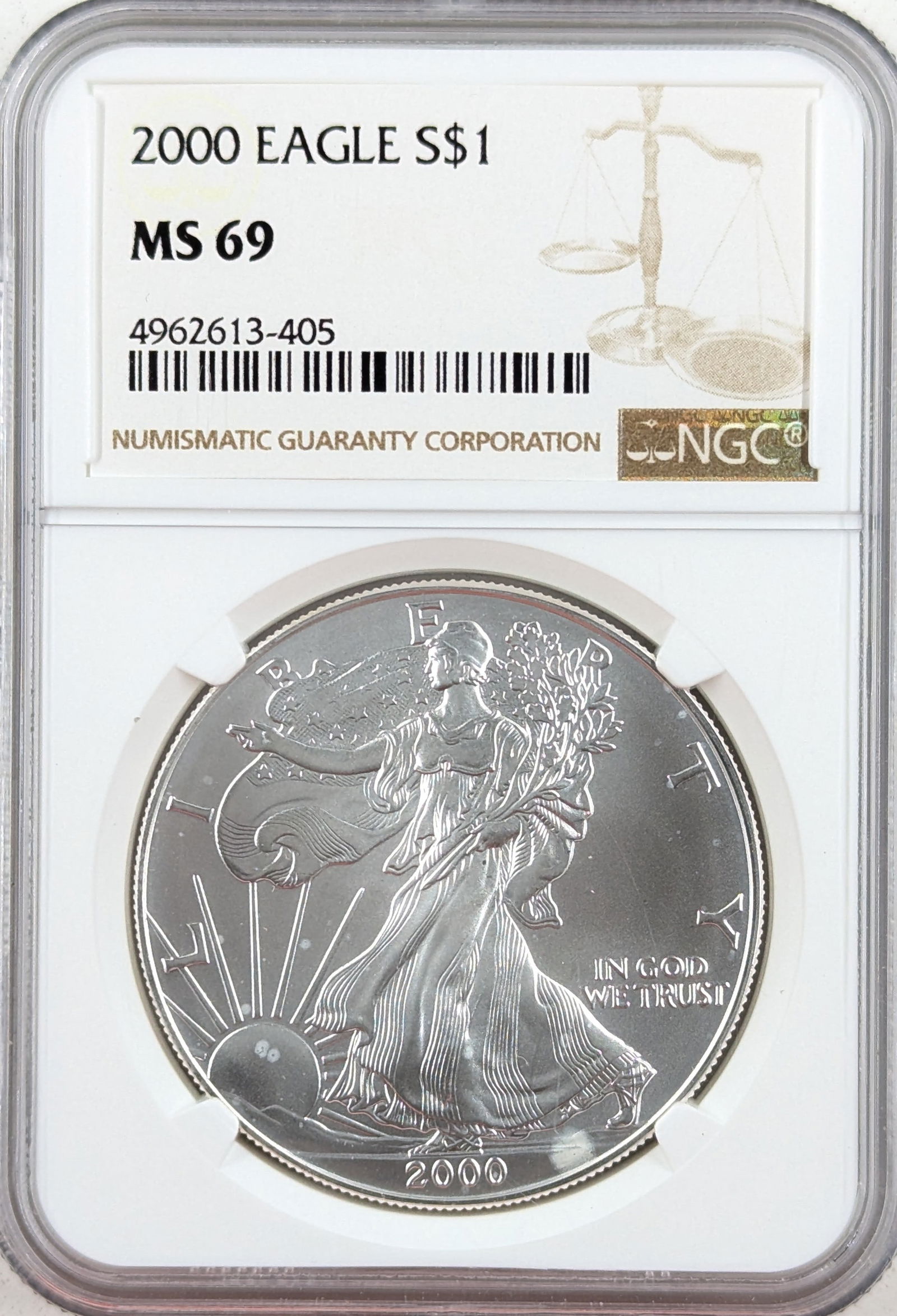 NGC 2000 MS69 American Silver Eagle Dollar (1 of 2)