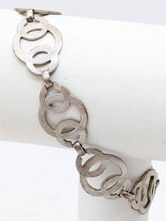 W.E. Richards Sterling Silver Art Deco Geometric Ladies Bracelet: Length: 7in
