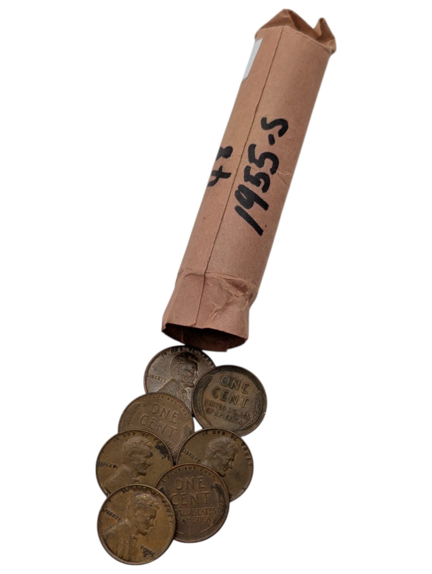 Roll of 50 - 1955-S Lincoln Wheat Cents: Coin