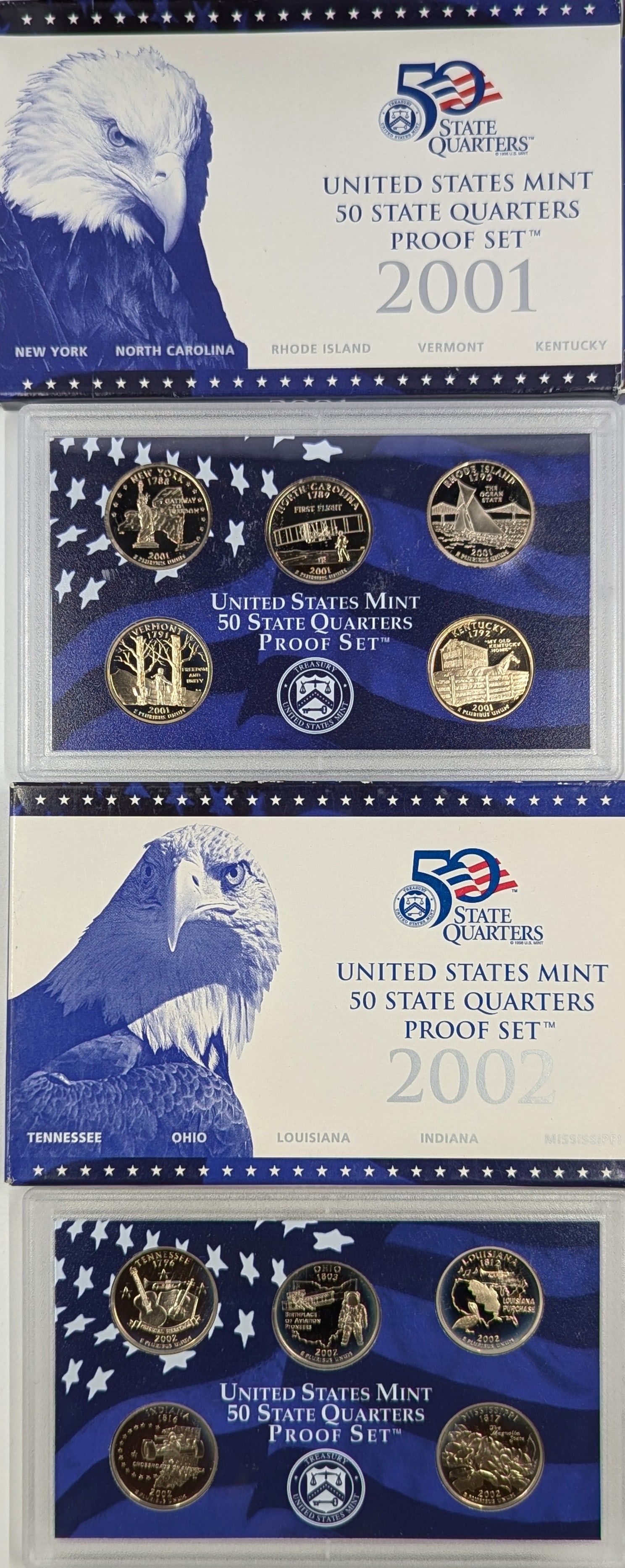 Lot of 2 US Mint State Quarters Proof Sets w/ COAs - 2001, 2002 (1 of 3)