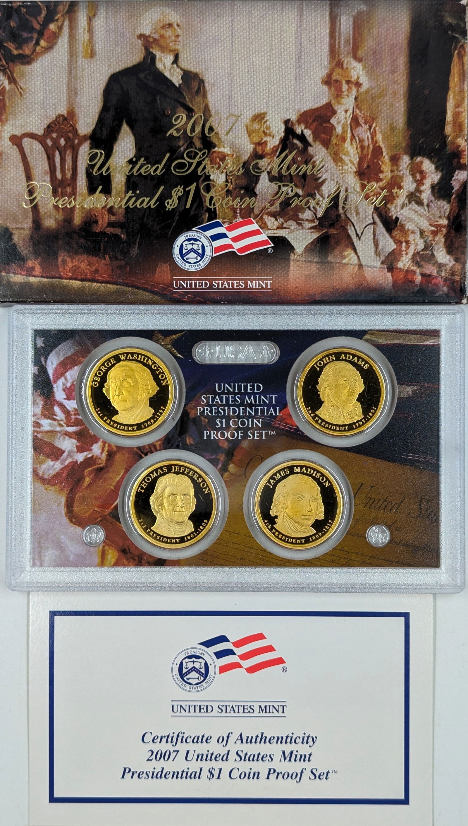 2007 US Mint Presidential $1 Coin Proof Set w/ COA (1 of 2)