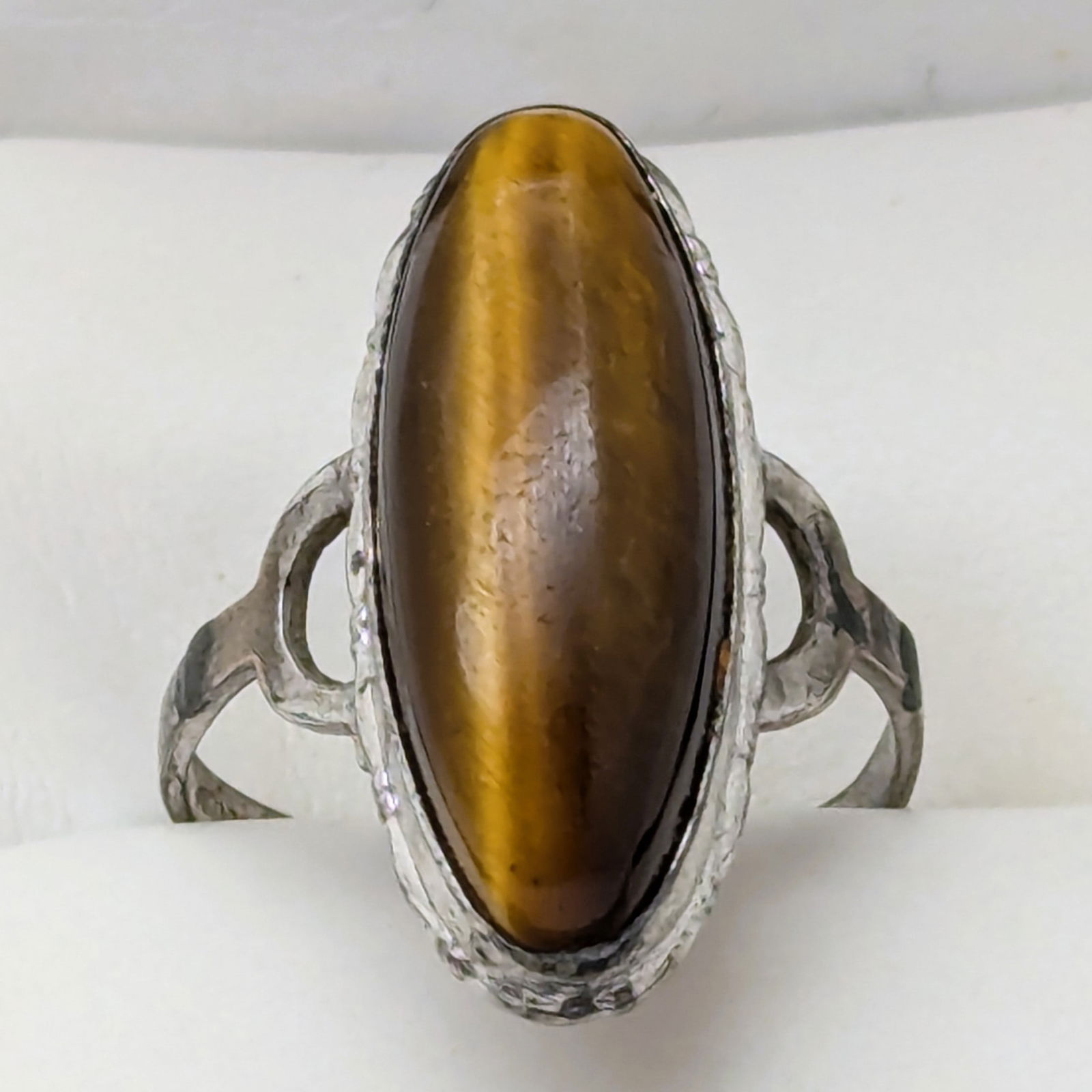 10K Gold plated & Sterling Silver Brown Oblong Ladies Ring (1 of 6)