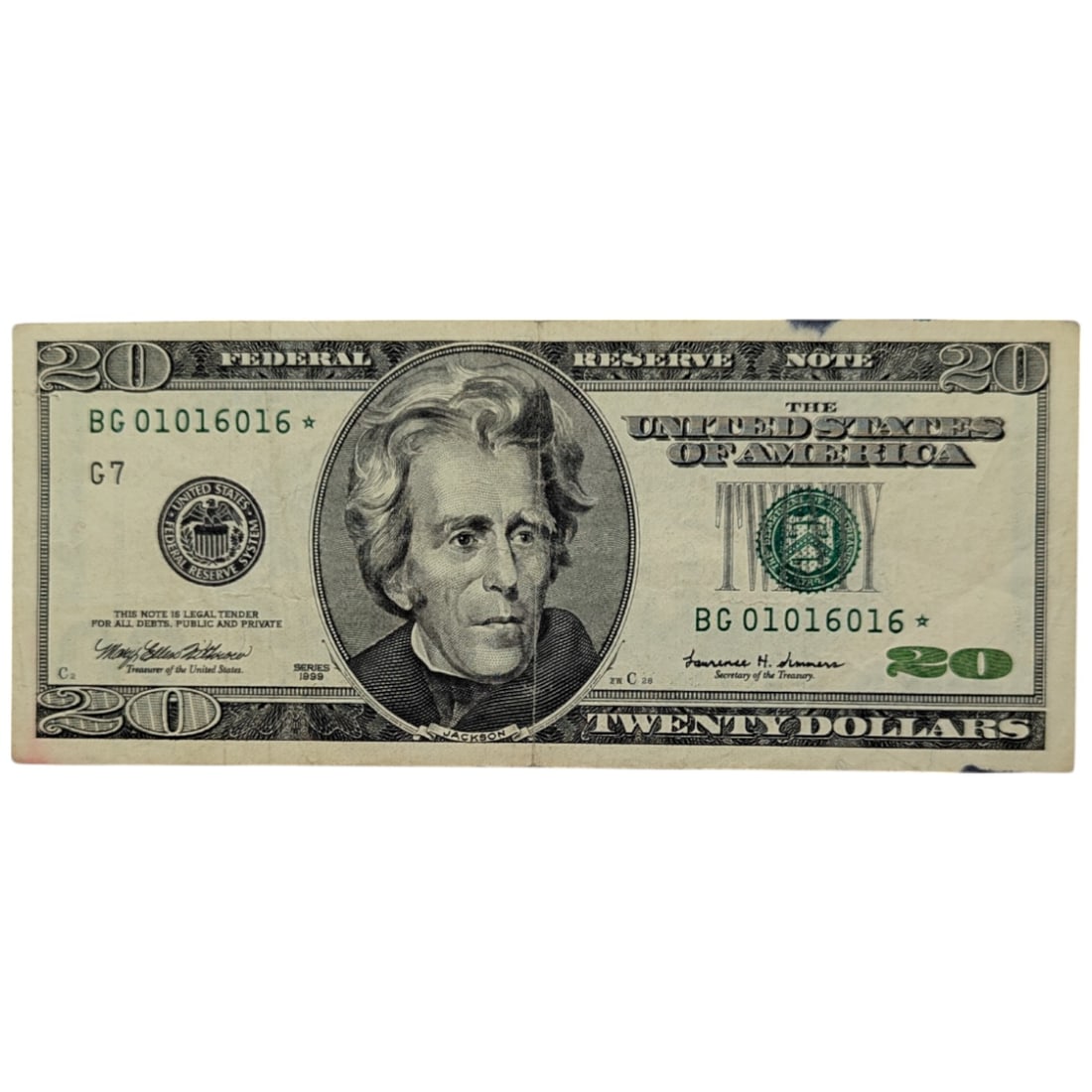 RARE 1999 $20 Note - Green Seal - Star Note - Double Repeater!! (1 of 2)