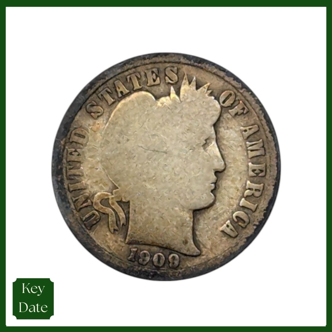 1909-D Silver Barber Dime - KEY DATE (1 of 3)