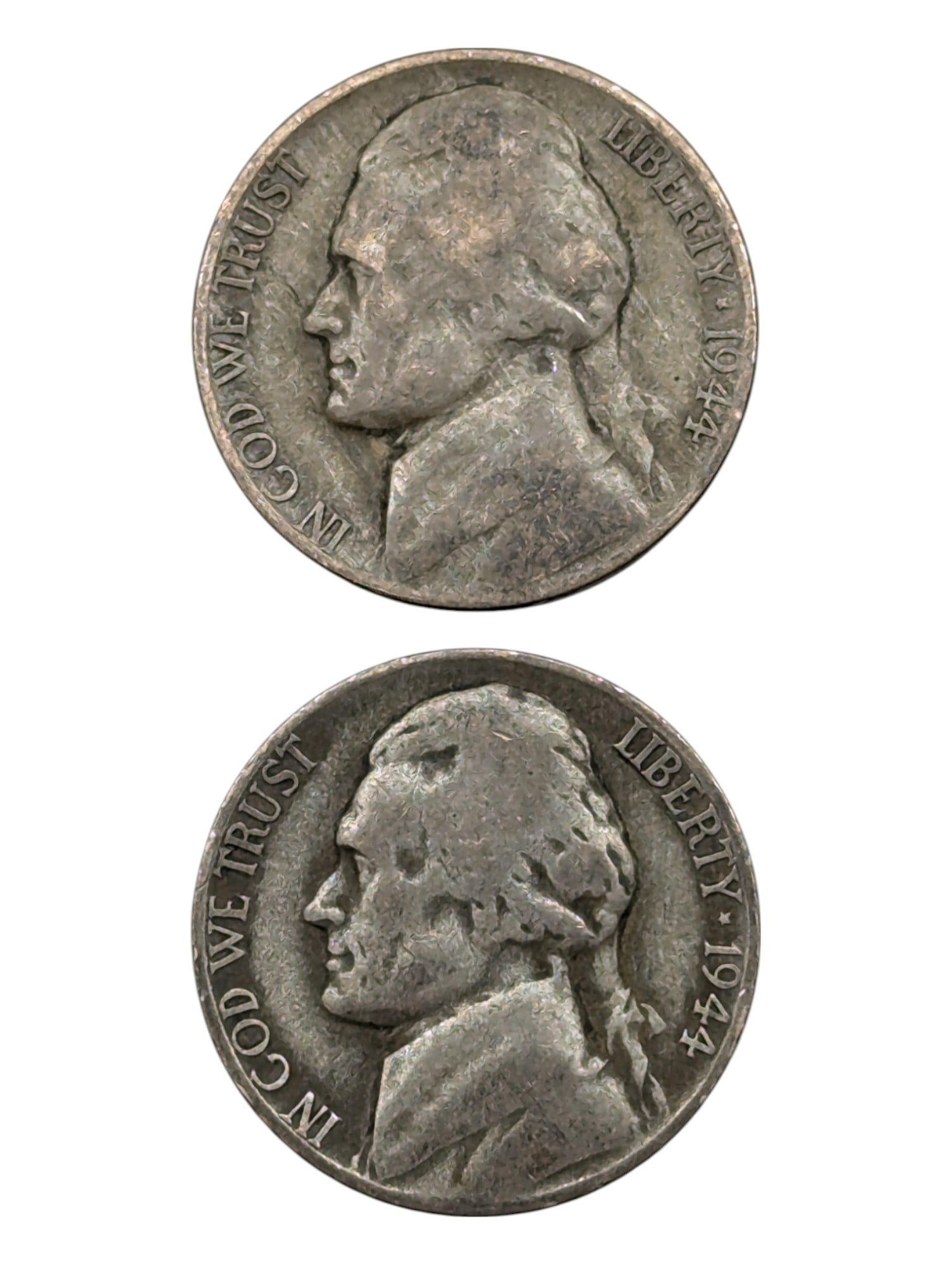 Lot of 2 Silver 1944 P/D War Nickels (1 of 2)