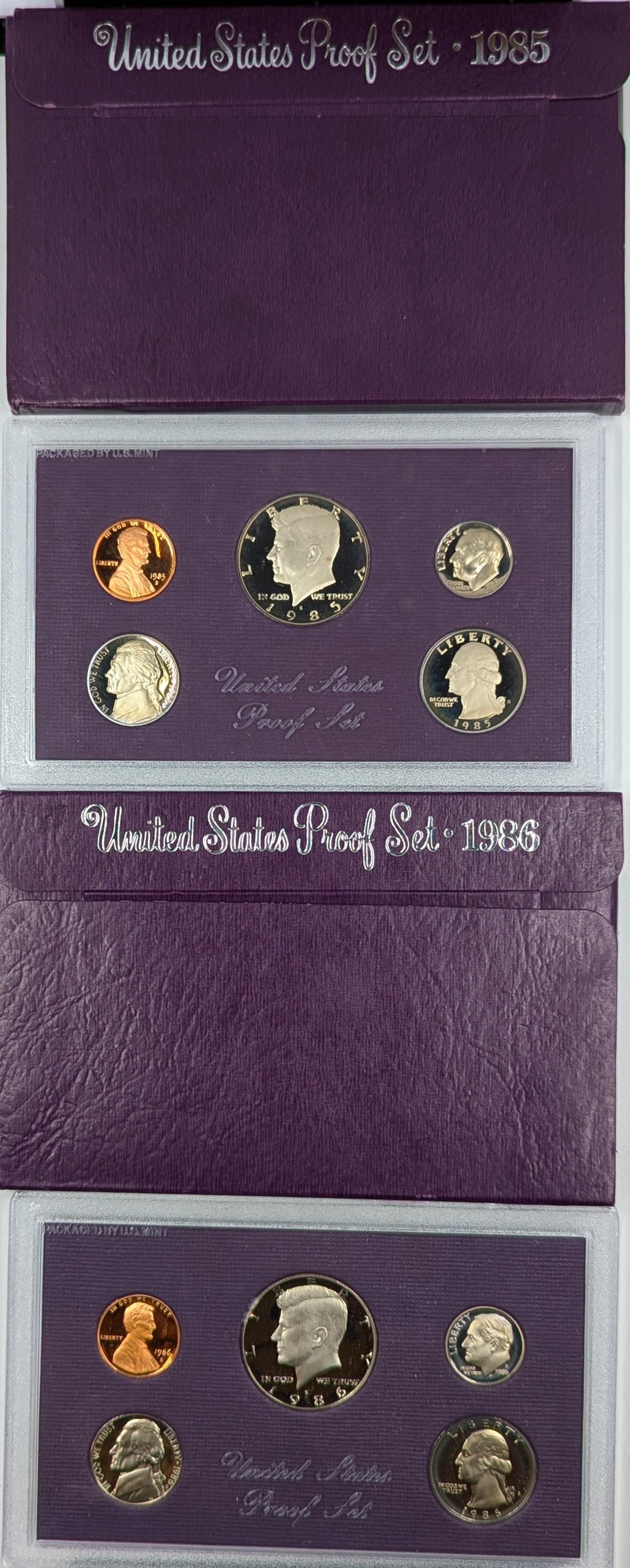 Lot of 2 US Mint Proof Sets - 1985 and 1986 (1 of 2)