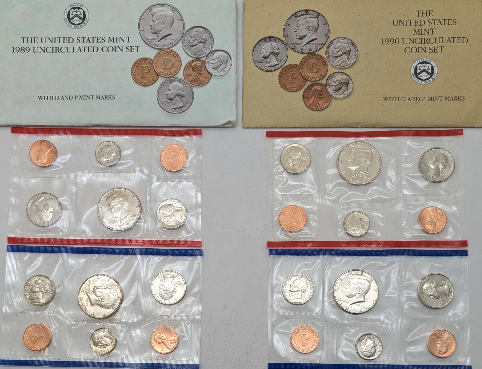 Lot of 2 US Mint Uncirculated Coin Sets - 1989 & 1990 (1 of 2)