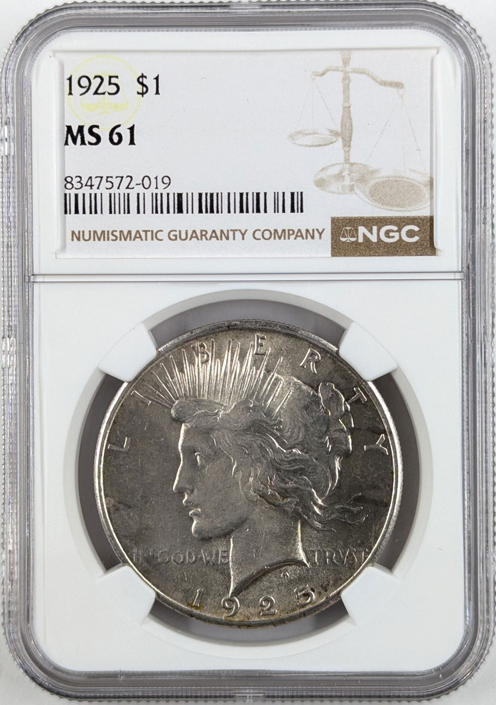 NGC 1925 MS61 Silver Peace Dollar (1 of 2)