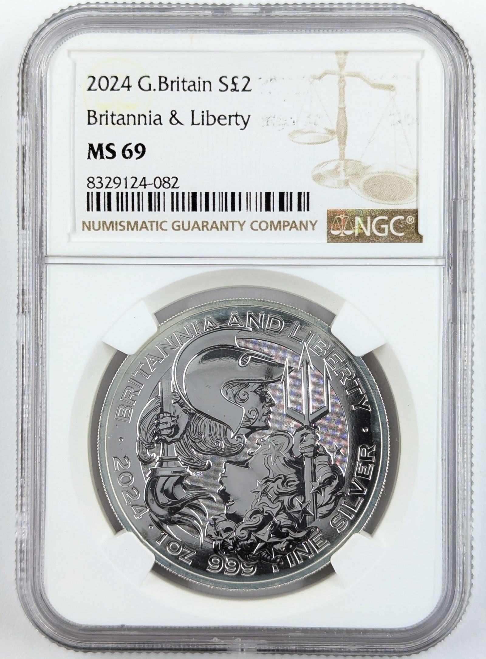 NGC 2024 MS69 1oz .999 Silver Britannia and Liberty (1 of 2)