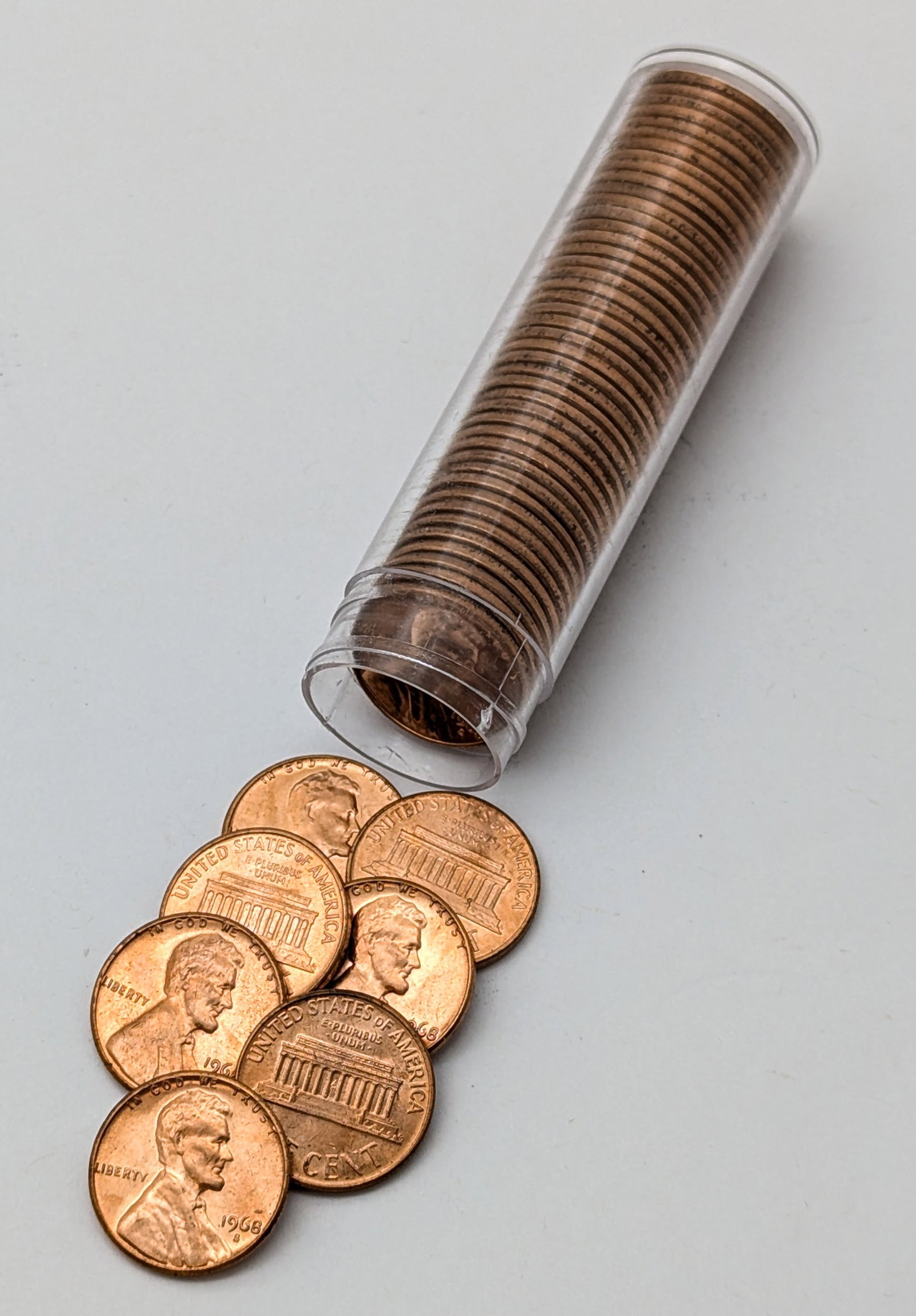Tube of 50 1968-S Lincoln Cents- Uncirculated: Coin