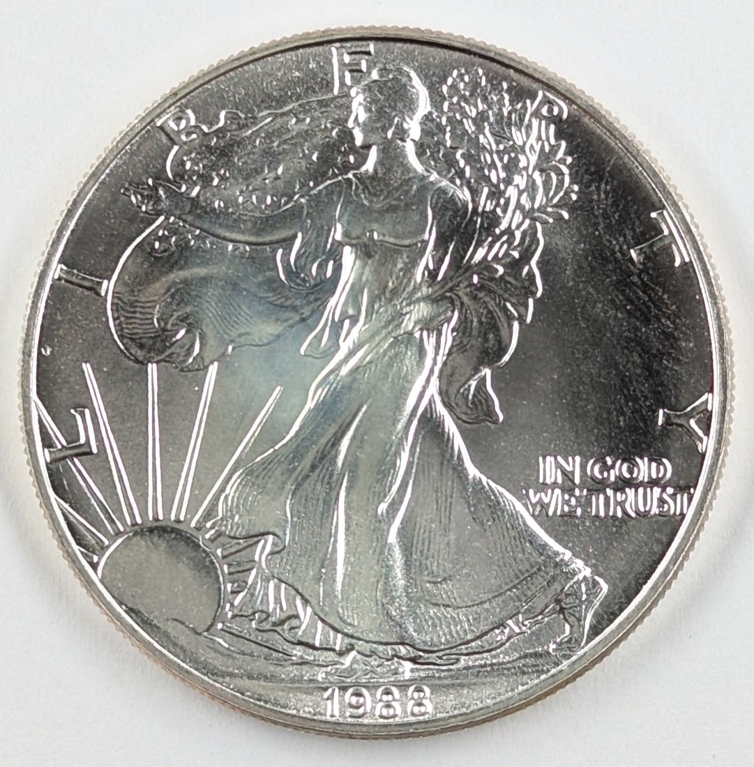 1988 American Silver Eagle Dollar: Silver