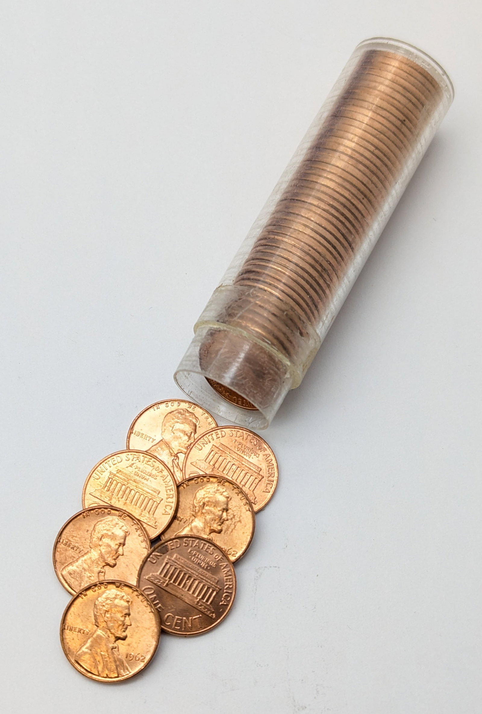 Tube of 50 1962 Lincoln Cents- BU: Coin