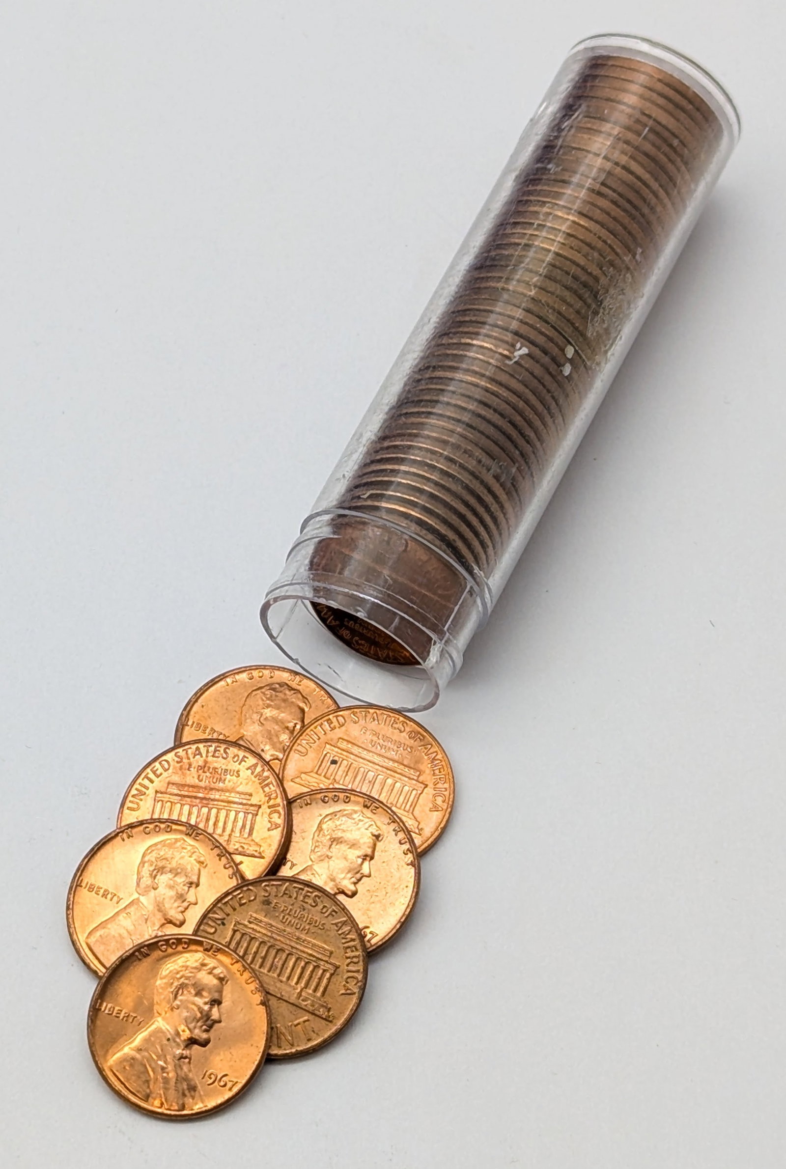 Tube of 50 1967 Lincoln Cents- BU: Coin