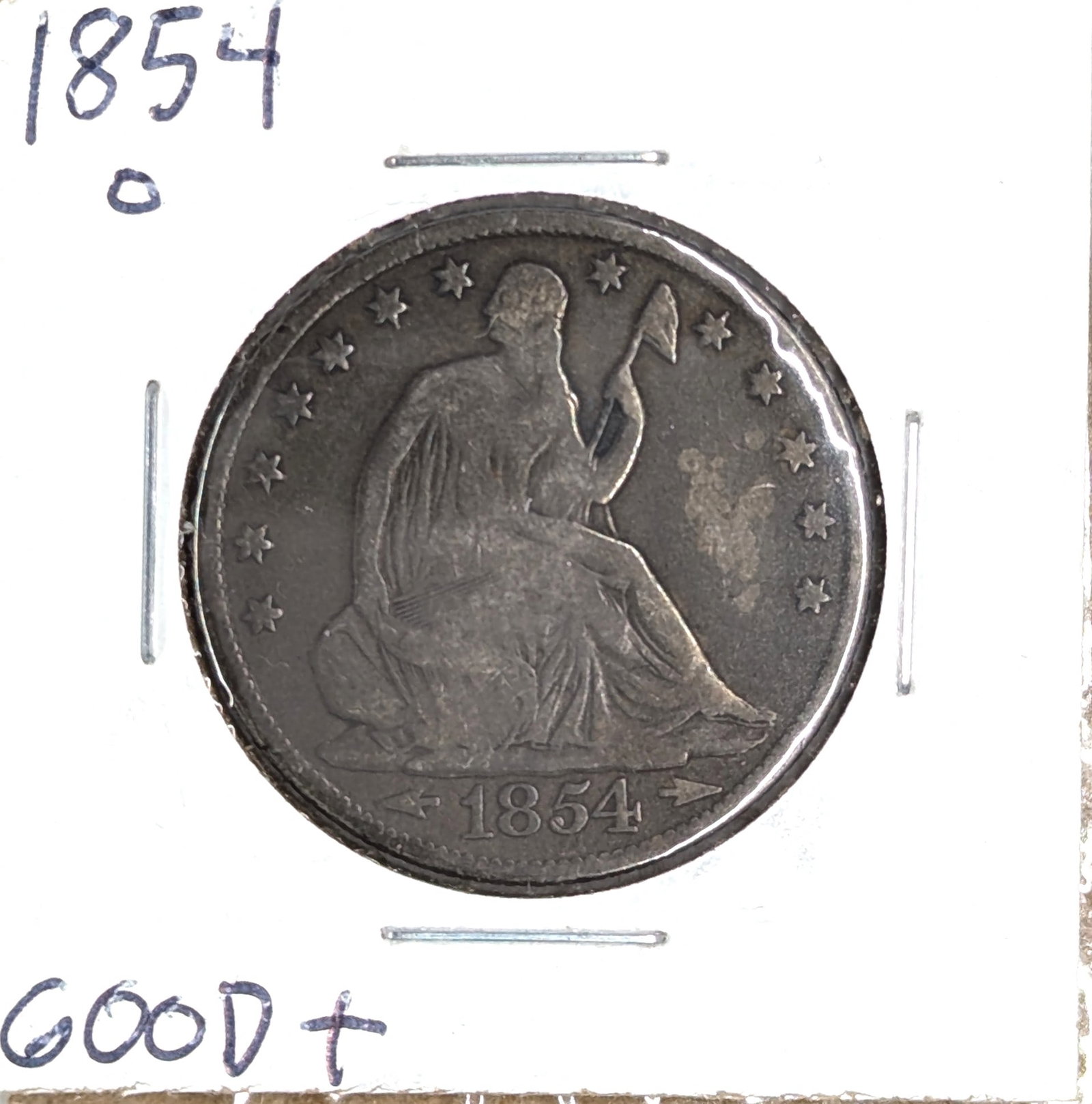 1854-O Silver Seated Liberty Half Dollar w/ Arrows - Good+: Silver