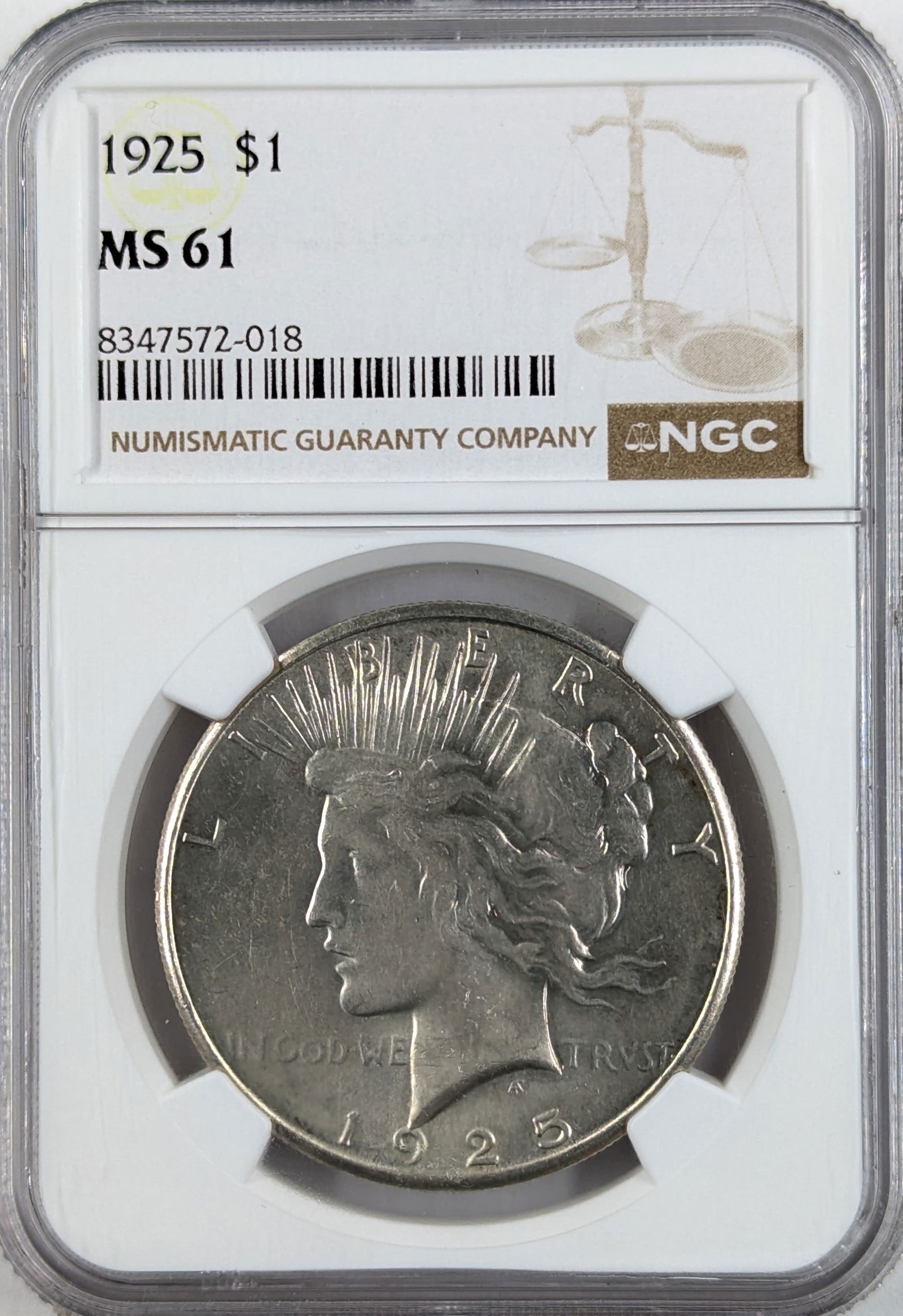 NGC 1925 MS61 Silver Peace Dollar (1 of 2)