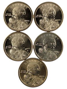 Lot of 5 Sacagawea Dollars - 2000-P, 2007-D: Coin